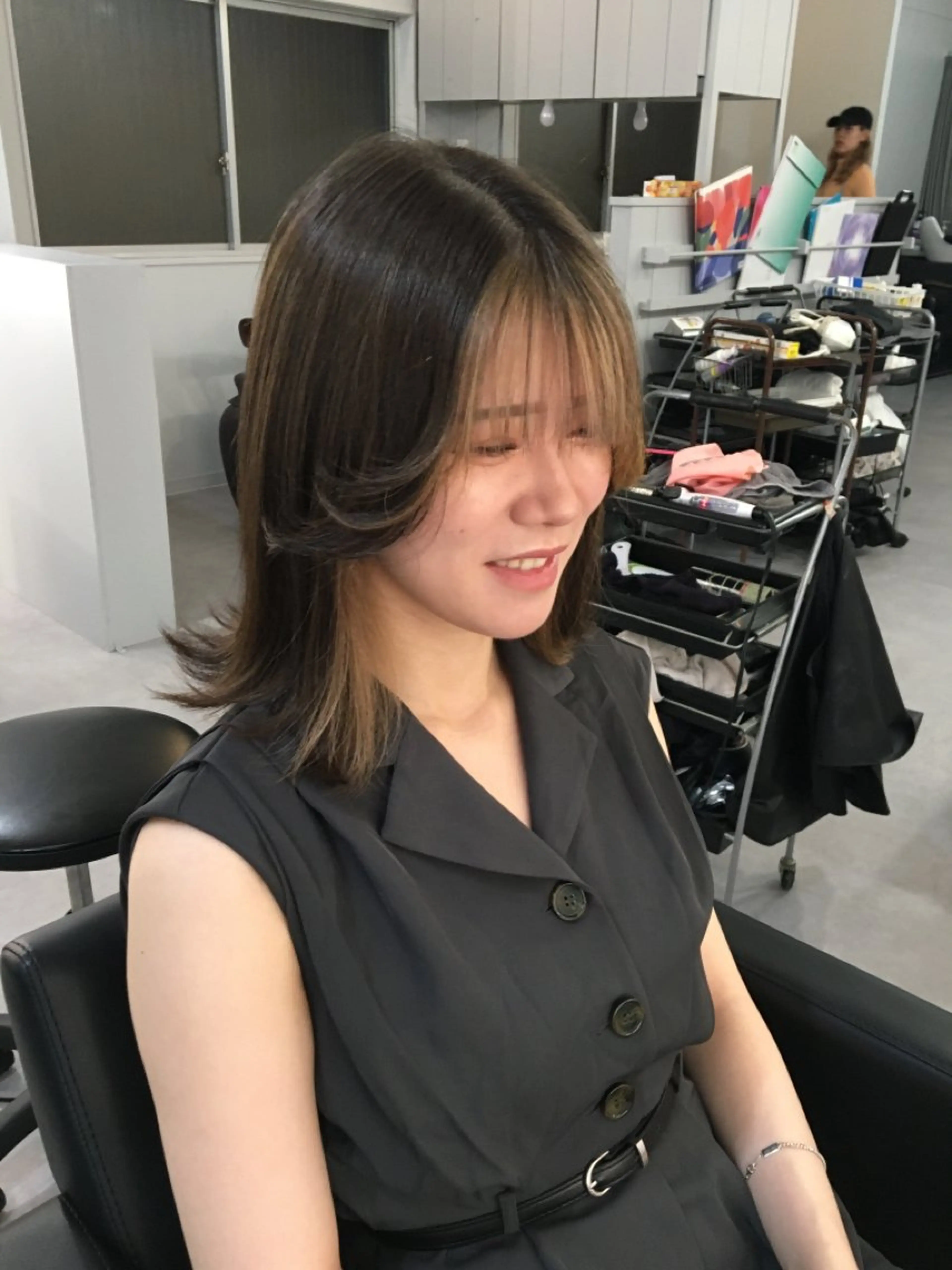 カラー ベージュカラー ブリーチ ダブルカラー グレージュ ハイトーンカラー ミルクティーベージュ /ピンク/大阪/堀江のヘアスタイル