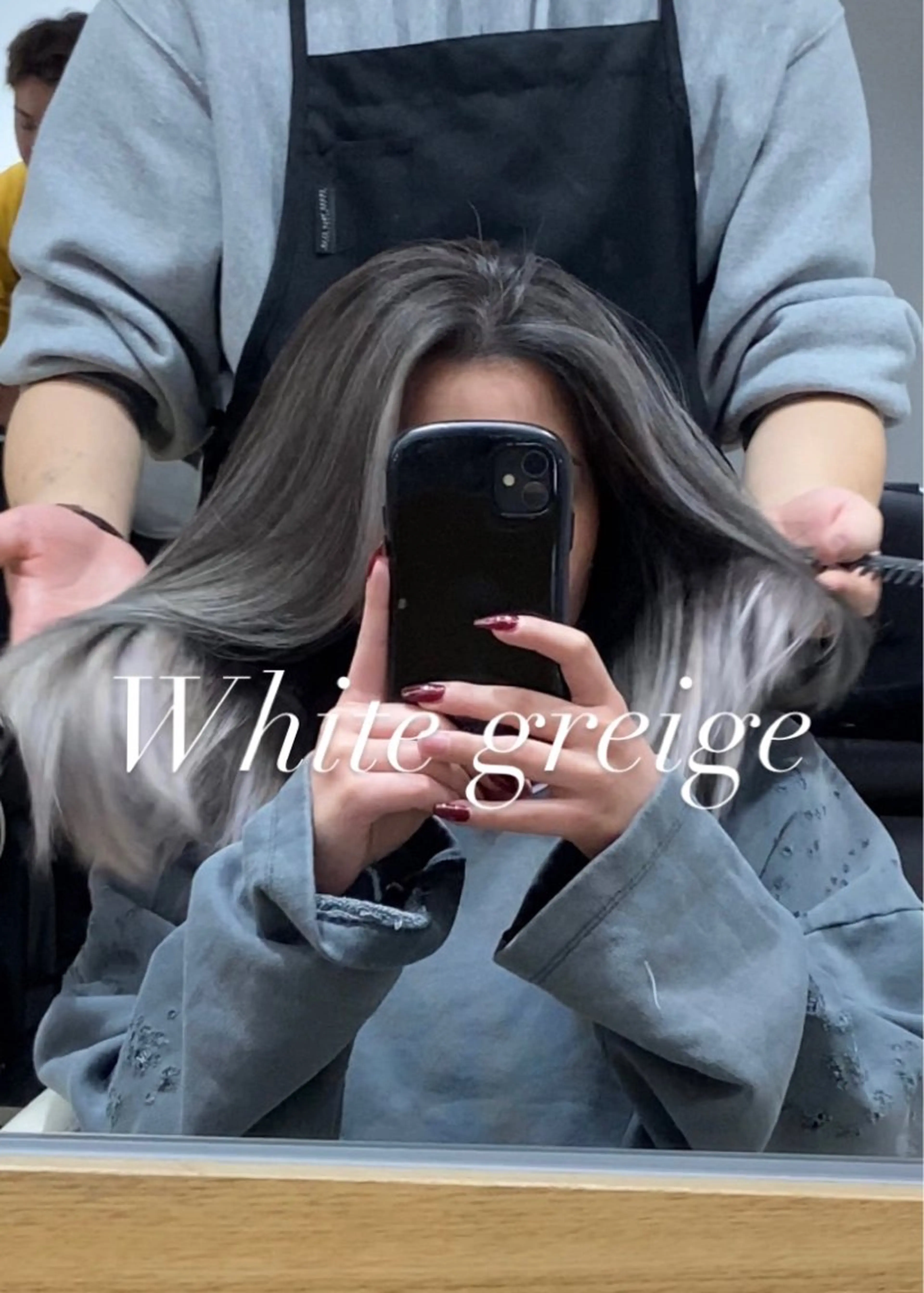 ロング カラー バレイヤージュ ブリーチ ケアブリーチ グレージュ レイヤーカット カット ヘアカラー hair studio Zen所属・Kensho 京都駅 ケアブリーチのヘアスタイル