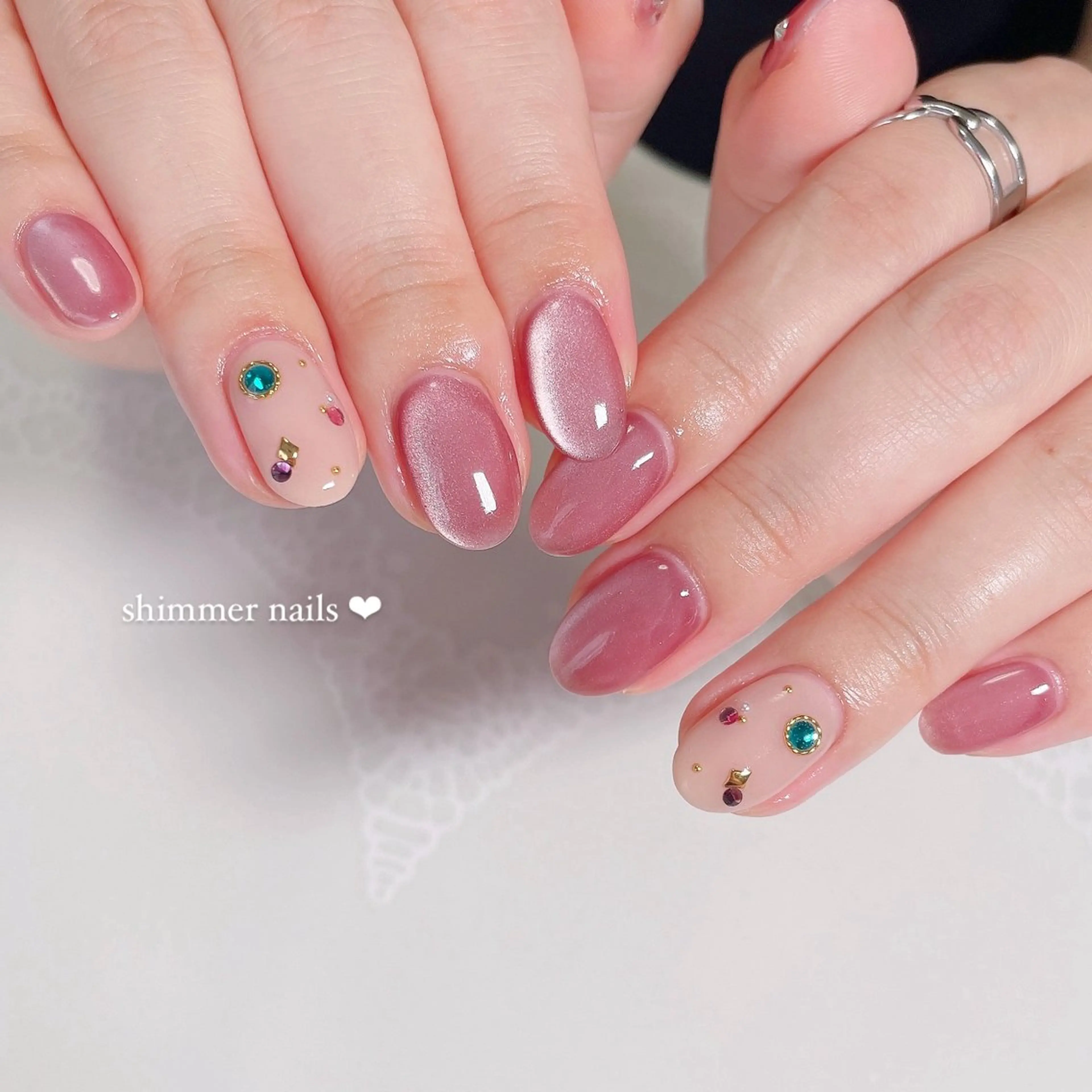 ネイル ピンク shimmer nailsのネイルデザイン
