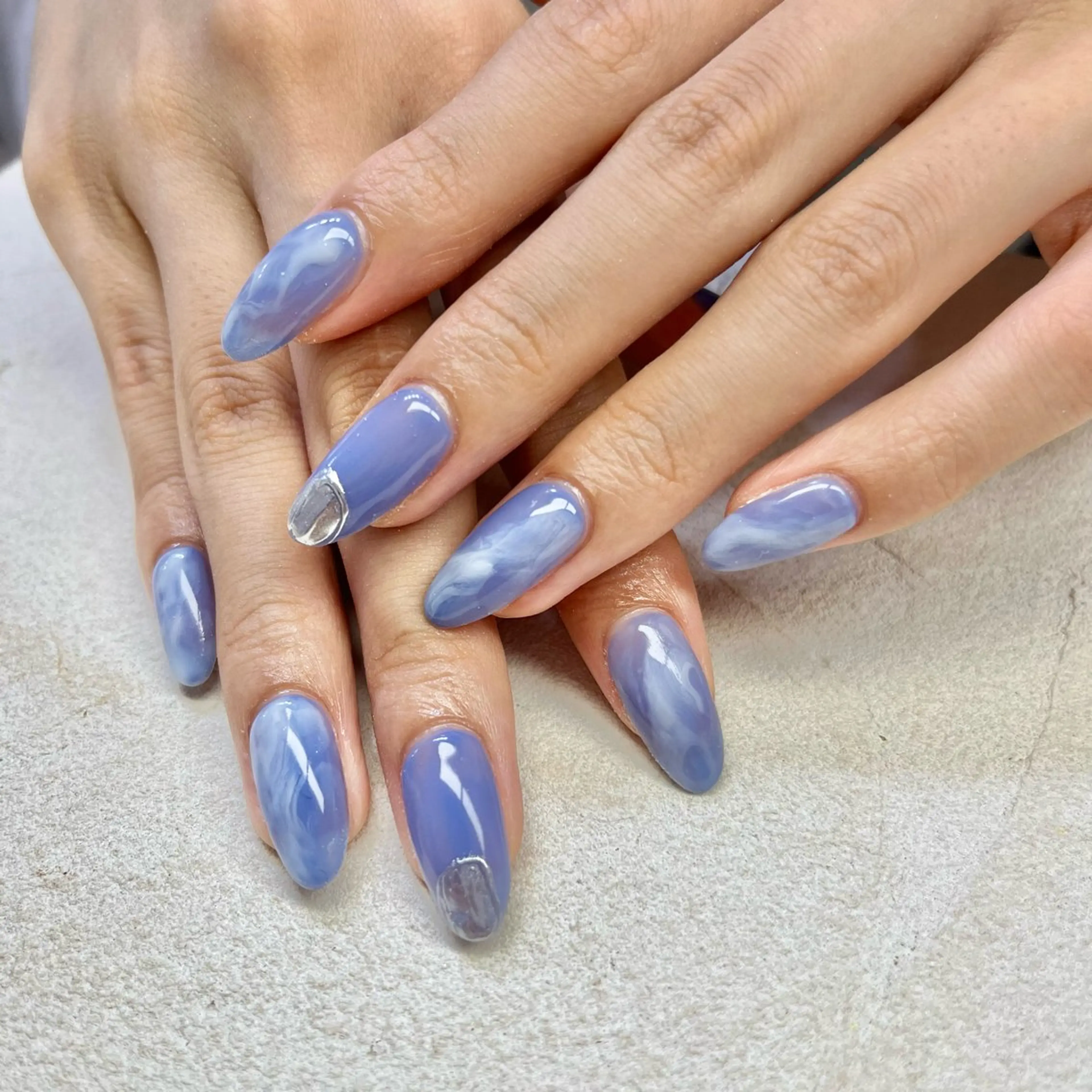 ネイル ブルー ニュアンスネイル bianca TORII🌞のネイルデザイン