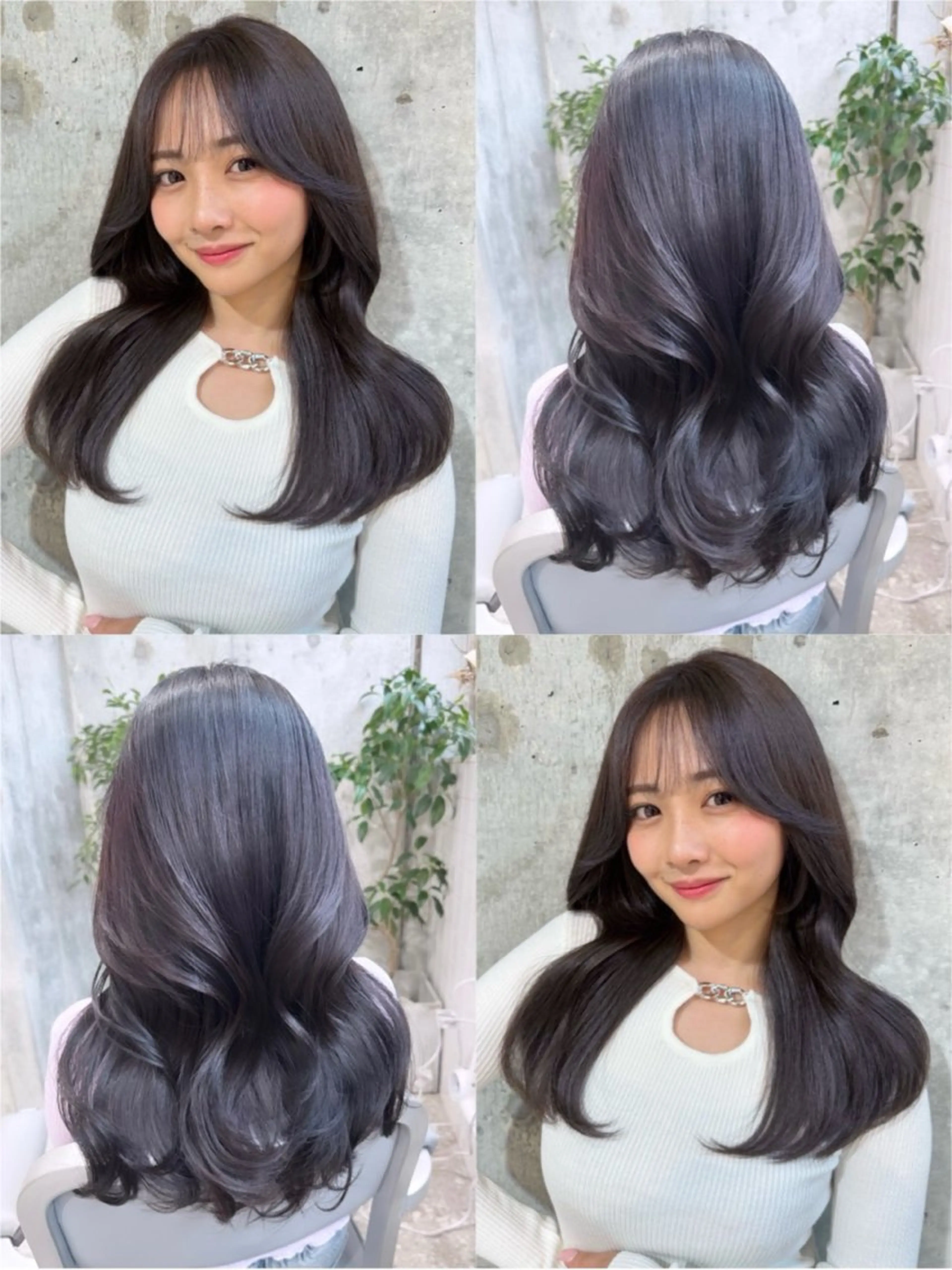 セミロング カット ヘアカラー トリートメント 韓国レイヤー/透明感 カラー/髪質改善角所のヘアスタイル