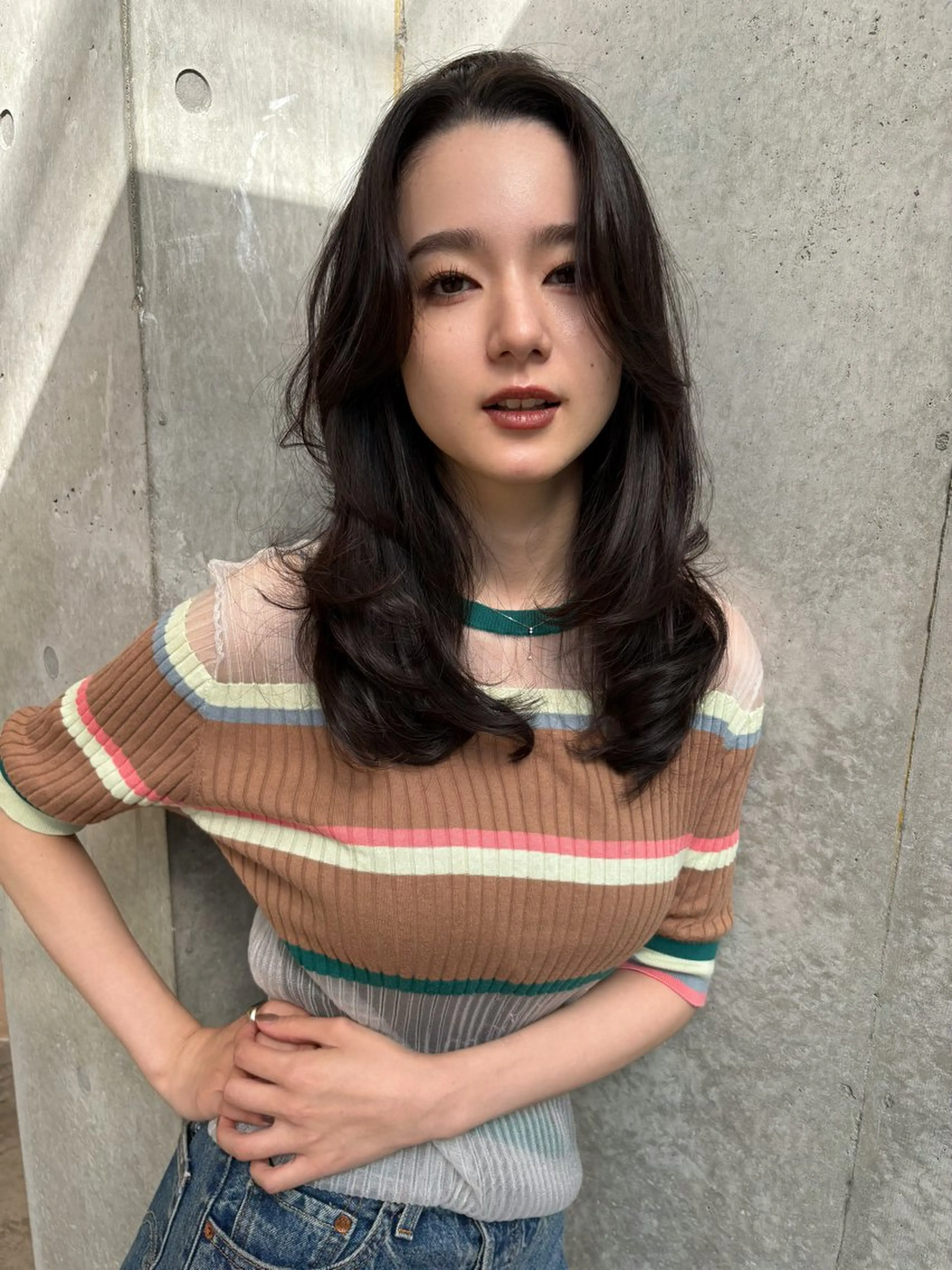 セミロング カラー カット ヘアカラー トリートメント レイヤー/柔色 /saKiのヘアスタイル