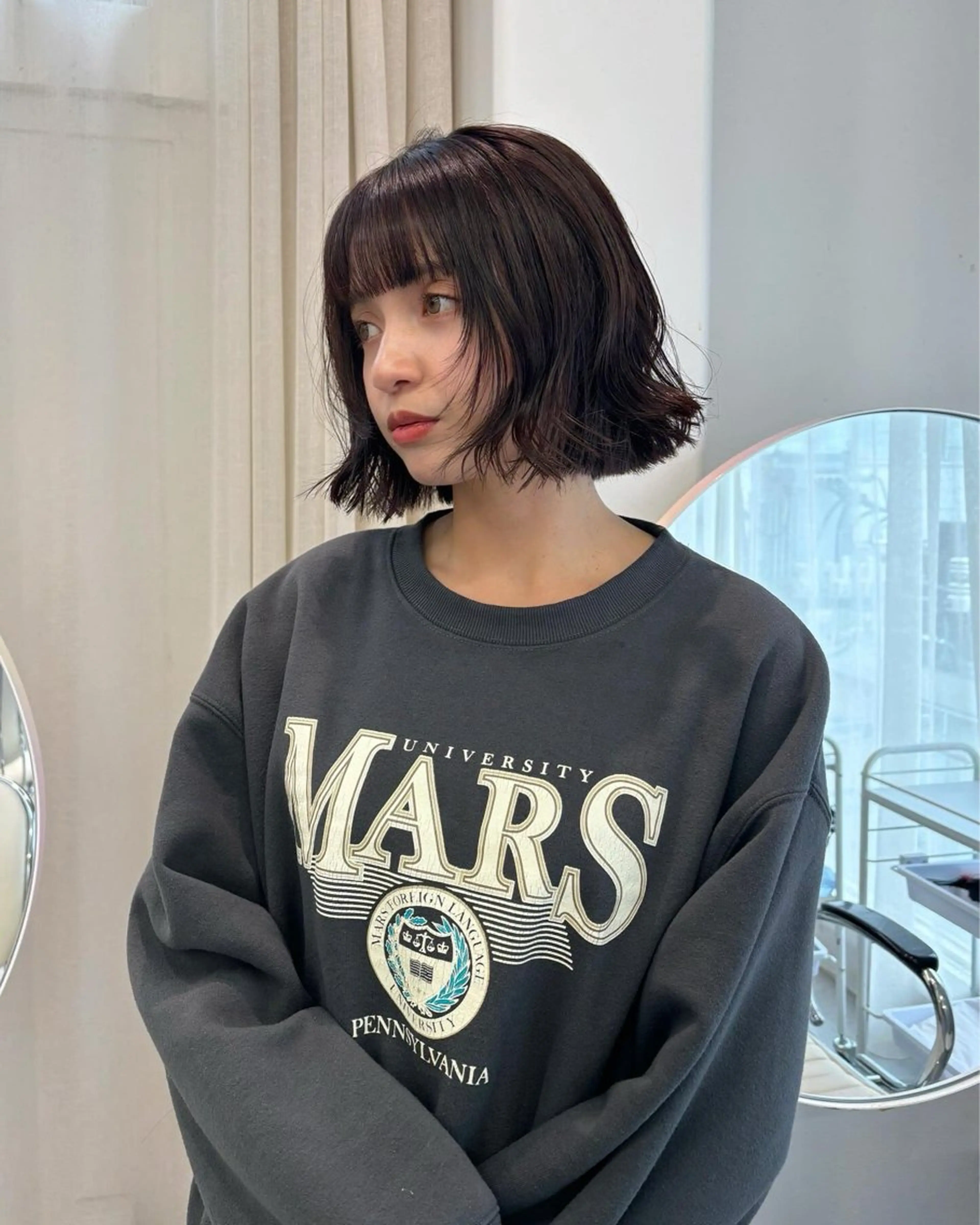 ショート カラー ラベンダーカラー ボブ 顔まわりレイヤー レイヤーカット カット ヘアカラー トリートメント レイヤーカット🎀 kanaのヘアスタイル