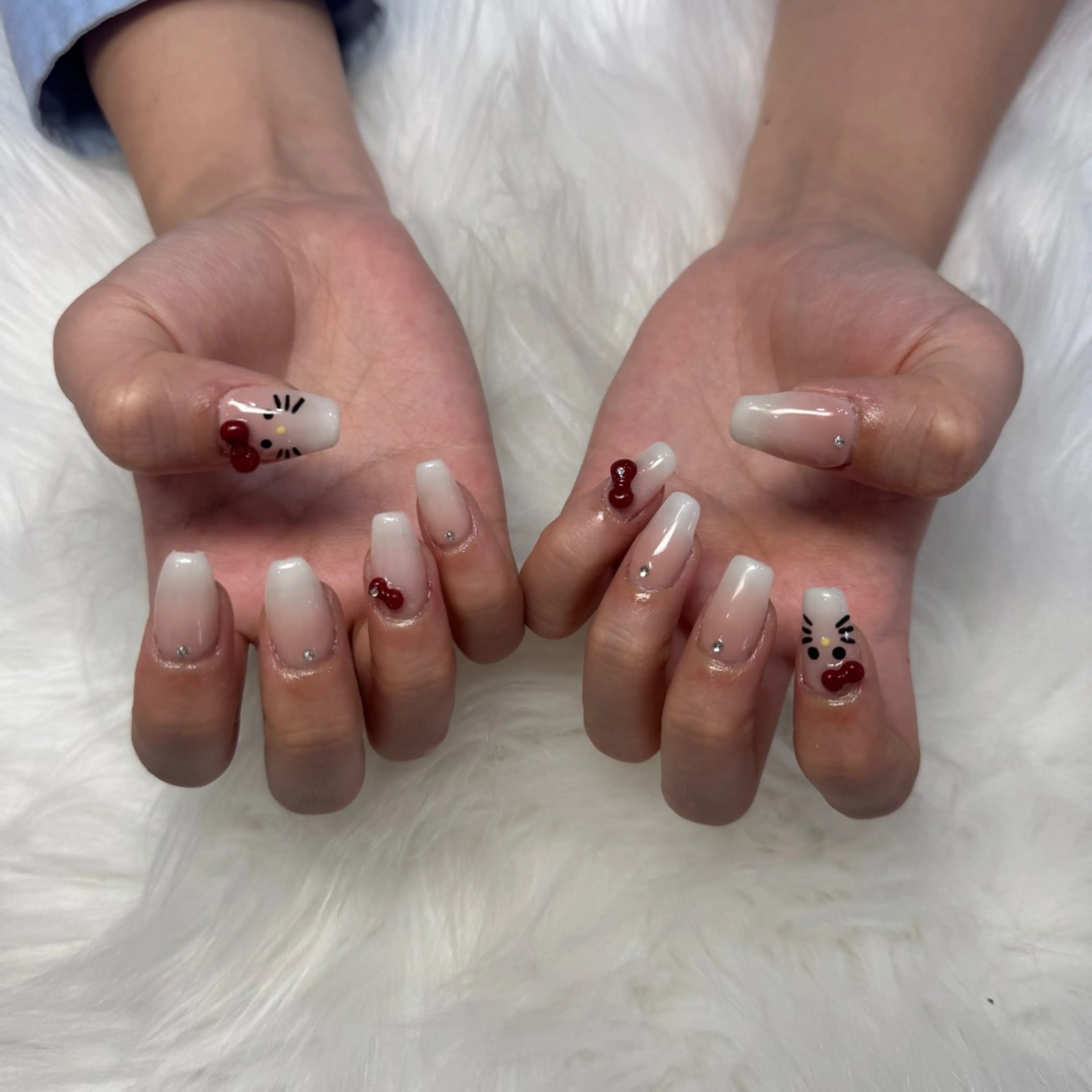 ネイル ハンドネイル ハンドケア 🎀うかん 🎀チップ長さ出しのネイルデザイン