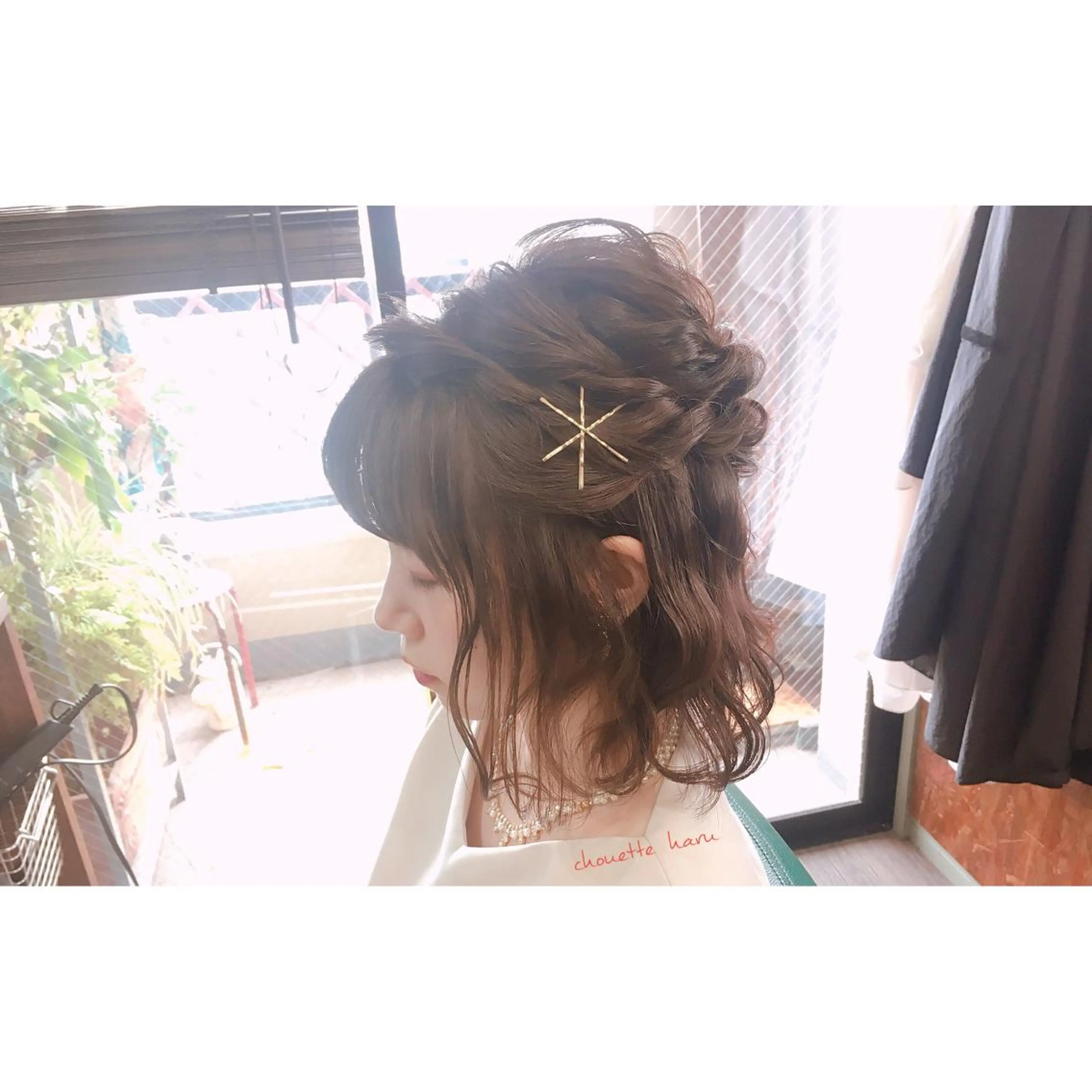 ミディアム ヘアアレンジ ハーフアップ ボブ ヘアセット サダハルカ ｜chouetteのヘアスタイル