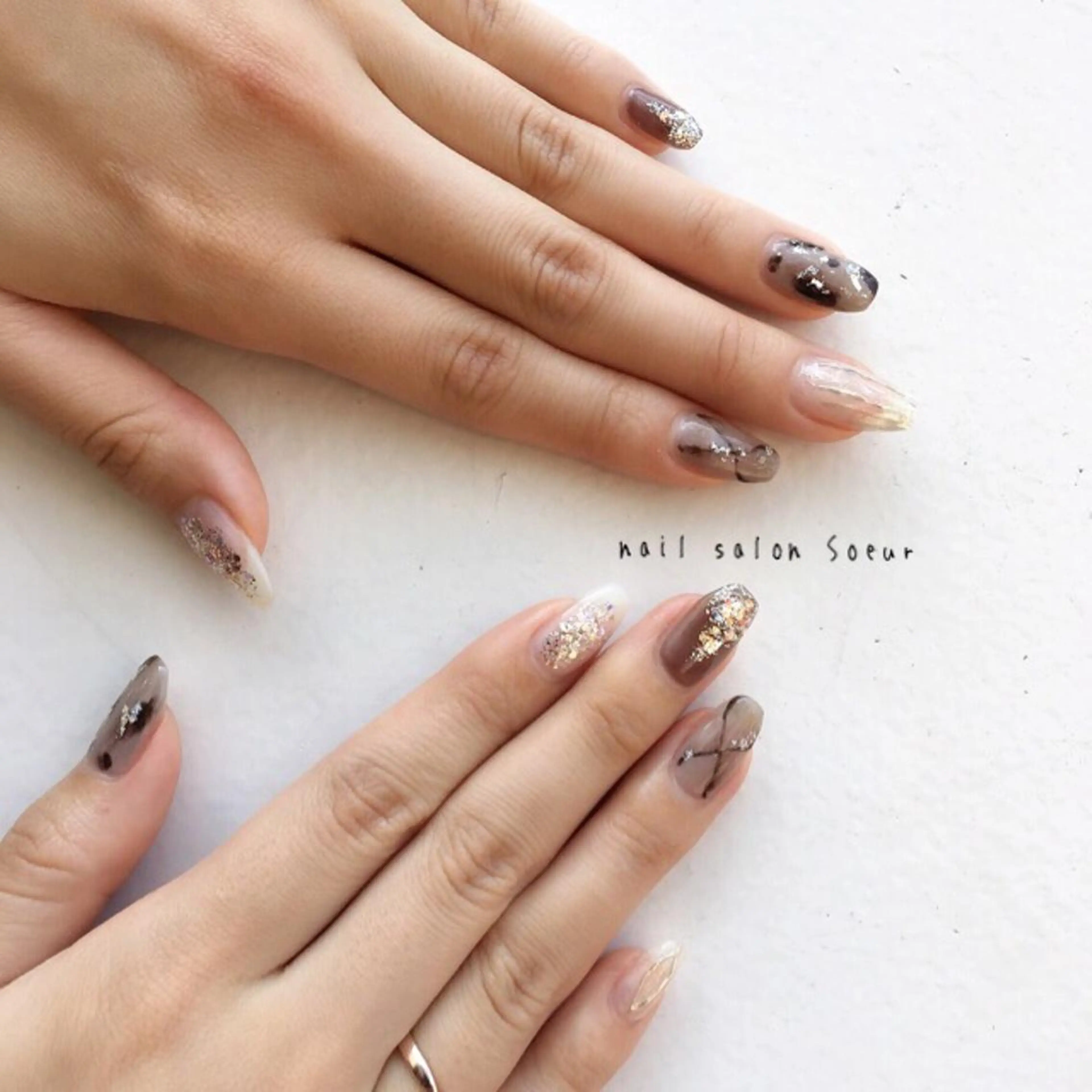 ネイル アートネイル 長さ出し ジェルネイル マットネイル ミラーネイル ハンドネイル nail salon Soeurのネイルデザイン