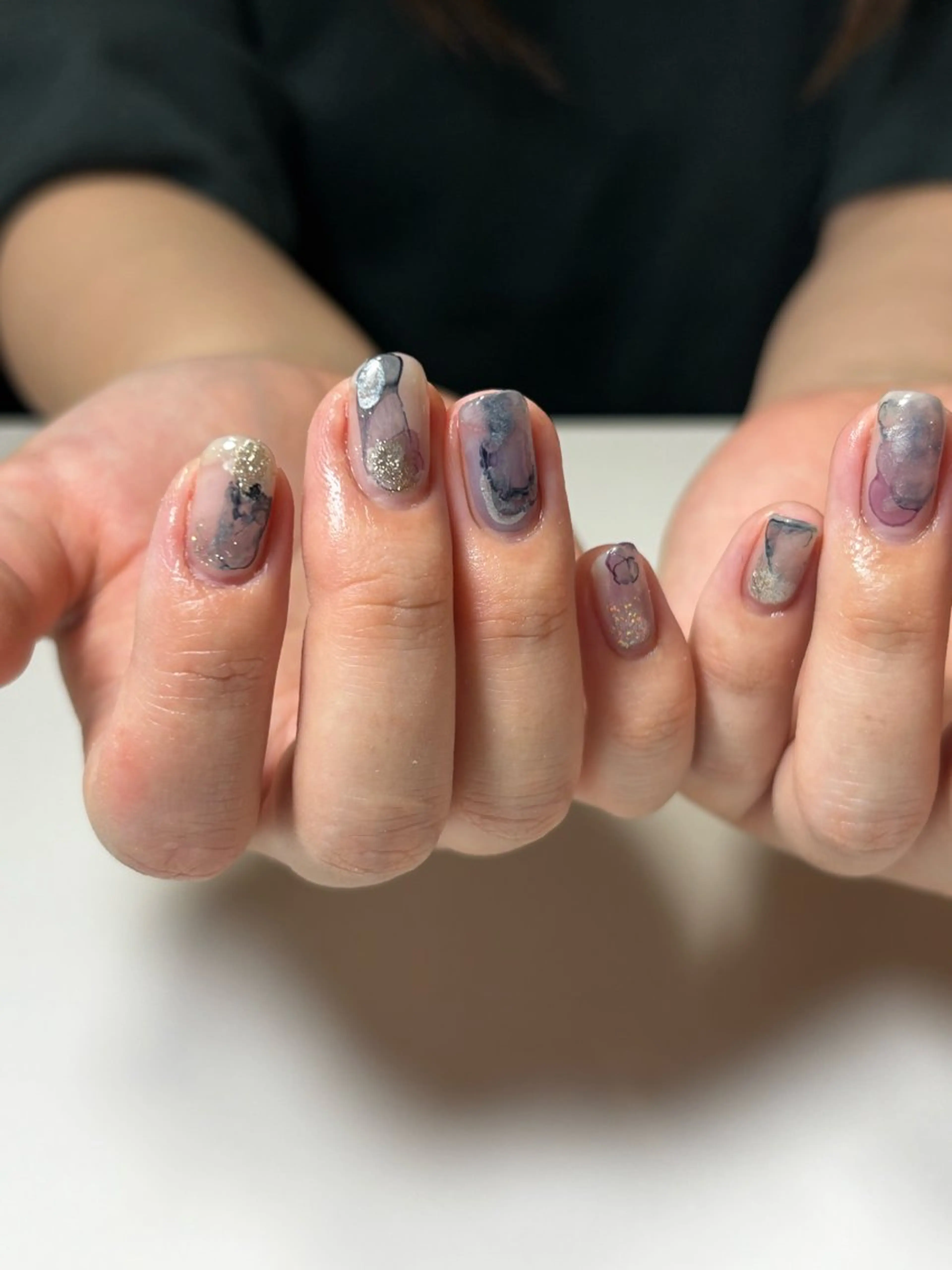 ネイル アートネイル ネイビー シルバー kotone / toneのネイルデザイン