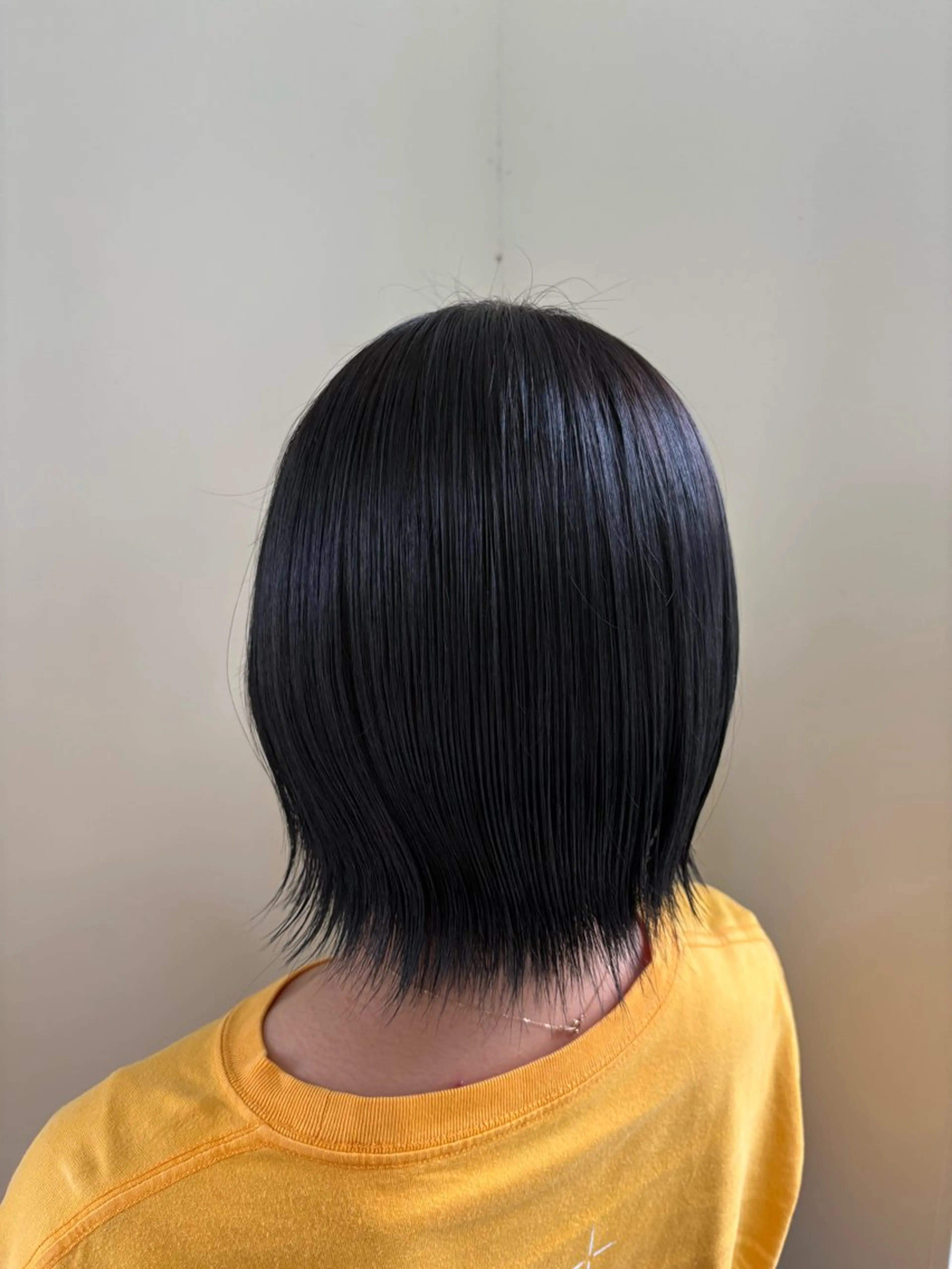カラー 黒髪 ブルーカラー ブルーブラック ヘアカラー 谷口 聖奈のヘアスタイル