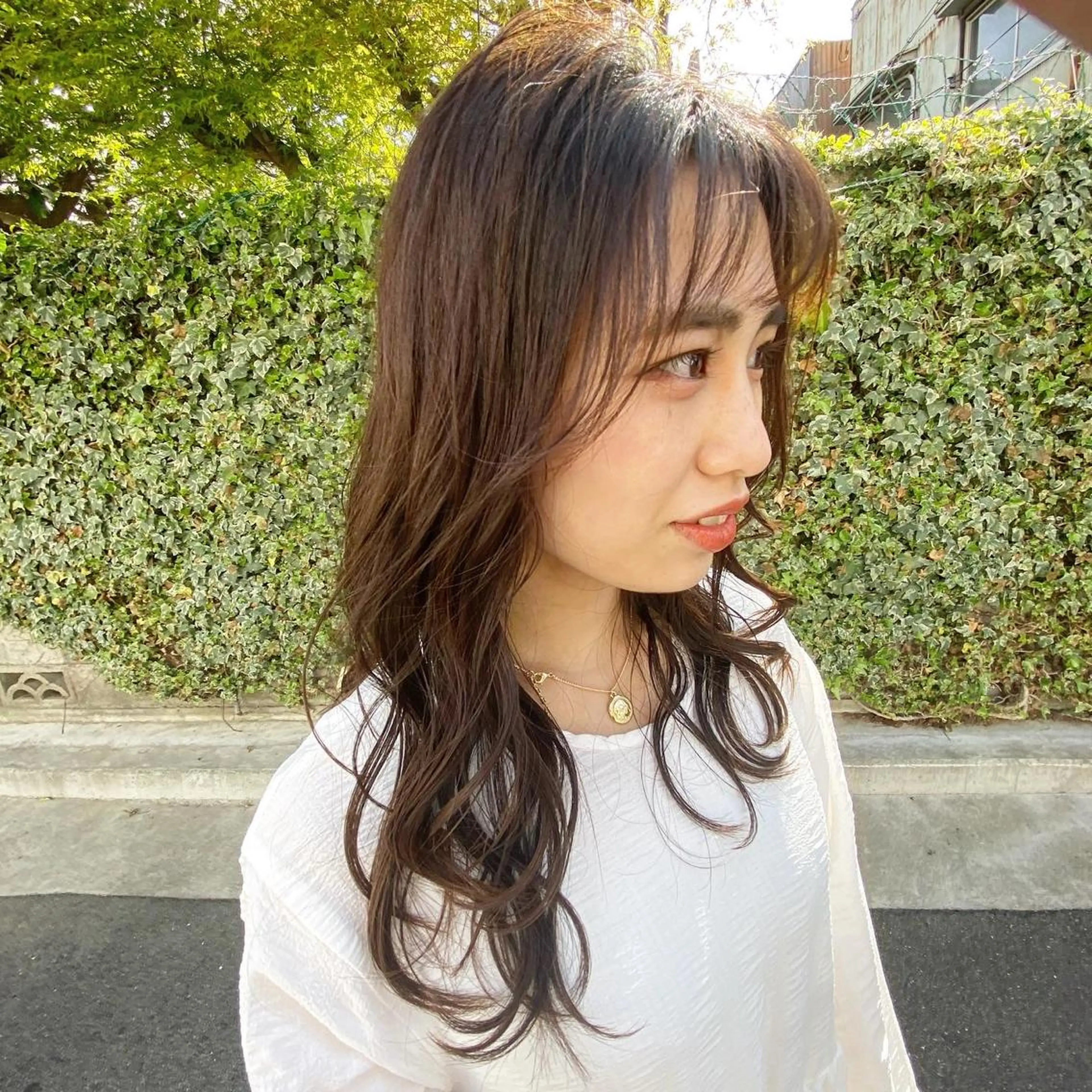 ロング カラー おくれ毛 カット ヘアカラー トリートメント Agu  hair rupia 金沢店所属・金沢美容室/ 艶髪/夜営業/JINのヘアスタイル