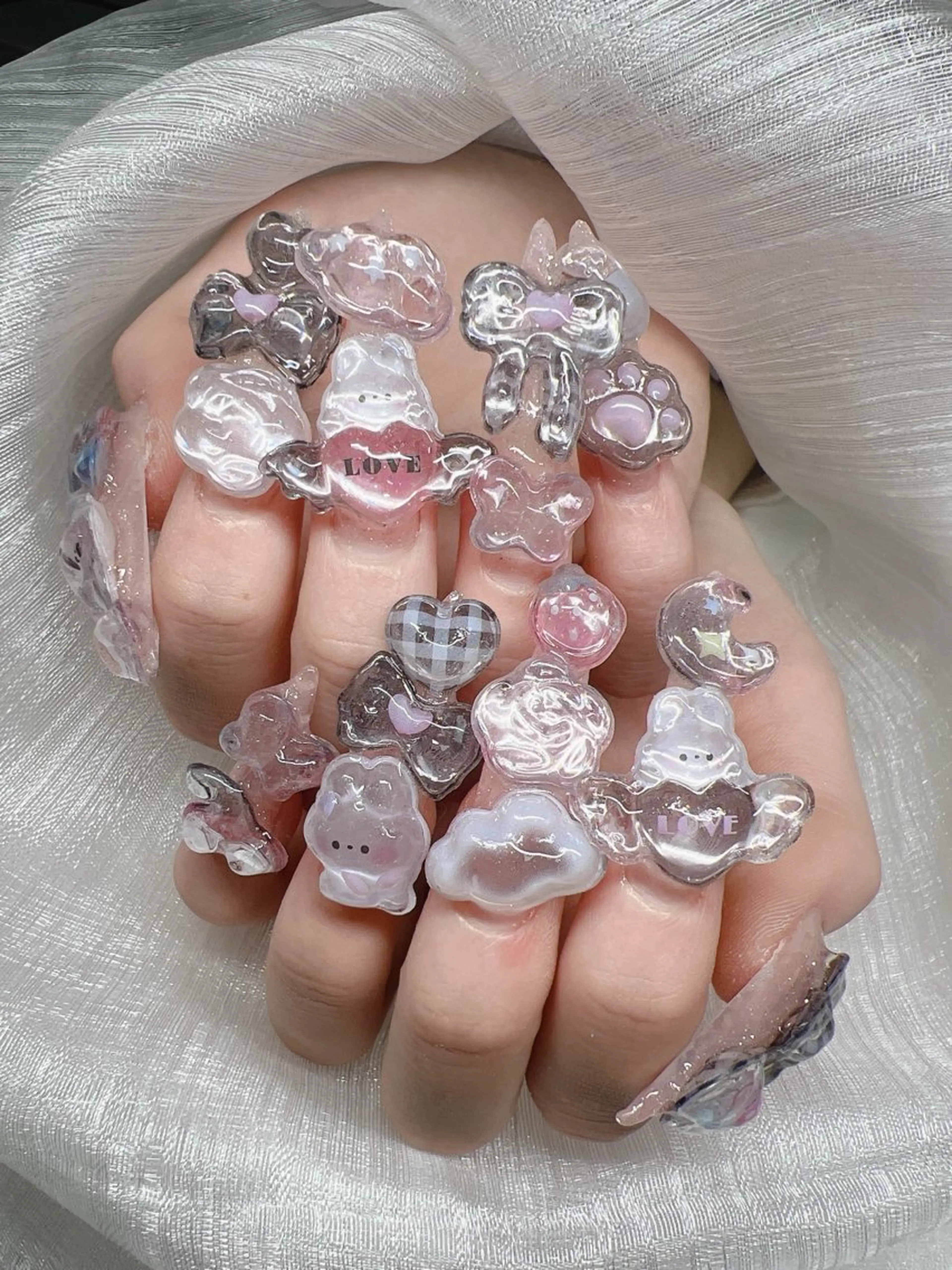 ネイル 長さ出し グラデーション 卒業式 キラキラネイル マグネットネイル ハンドネイル Lee Nails チップ長さだし専門店のネイルデザイン