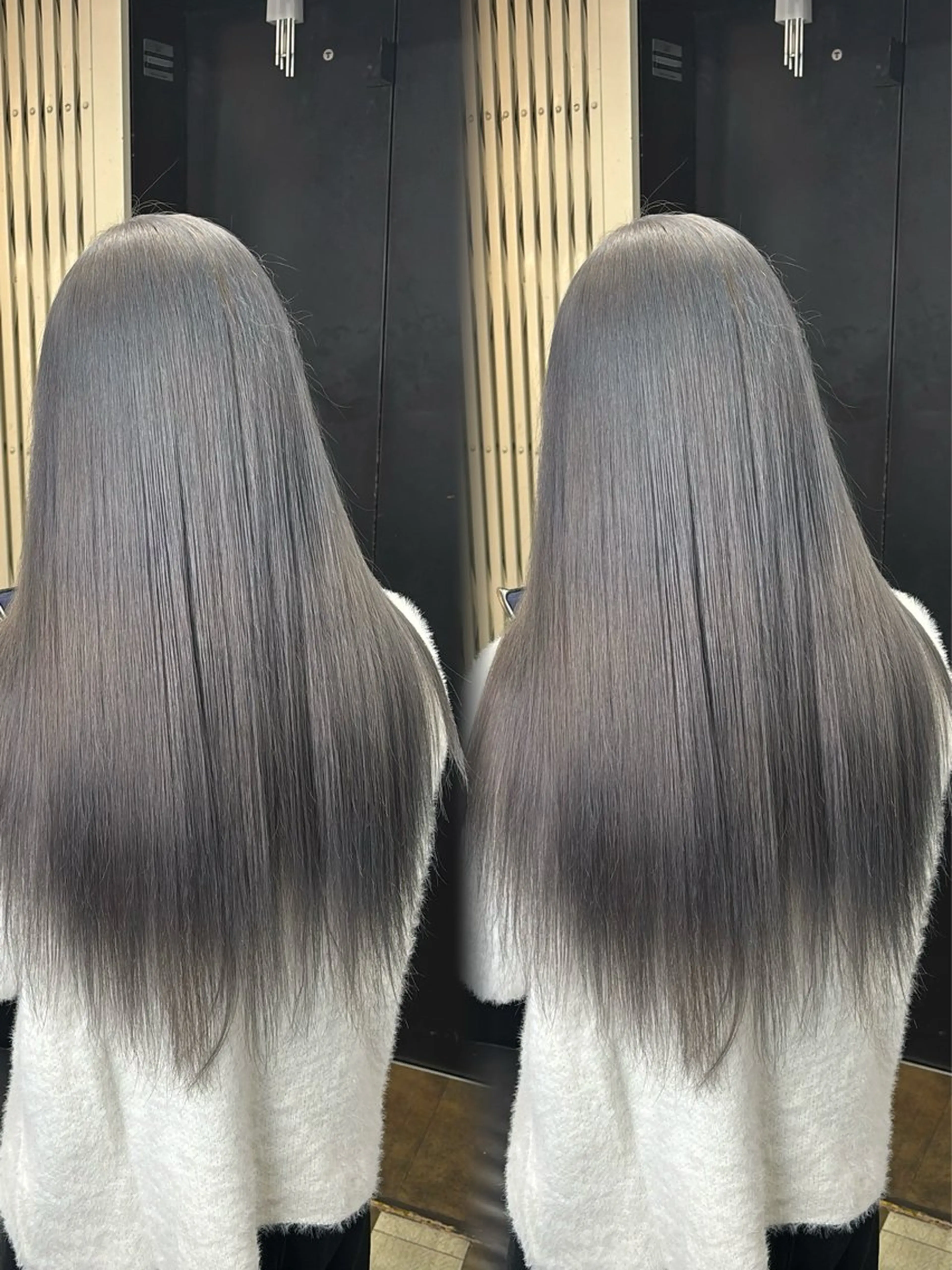 ロング ヘアカラー トリートメント ヘッドスパ ヘアセット 韓国ヘア/ブリーチ無 しWカラー/オリーブのヘアスタイル