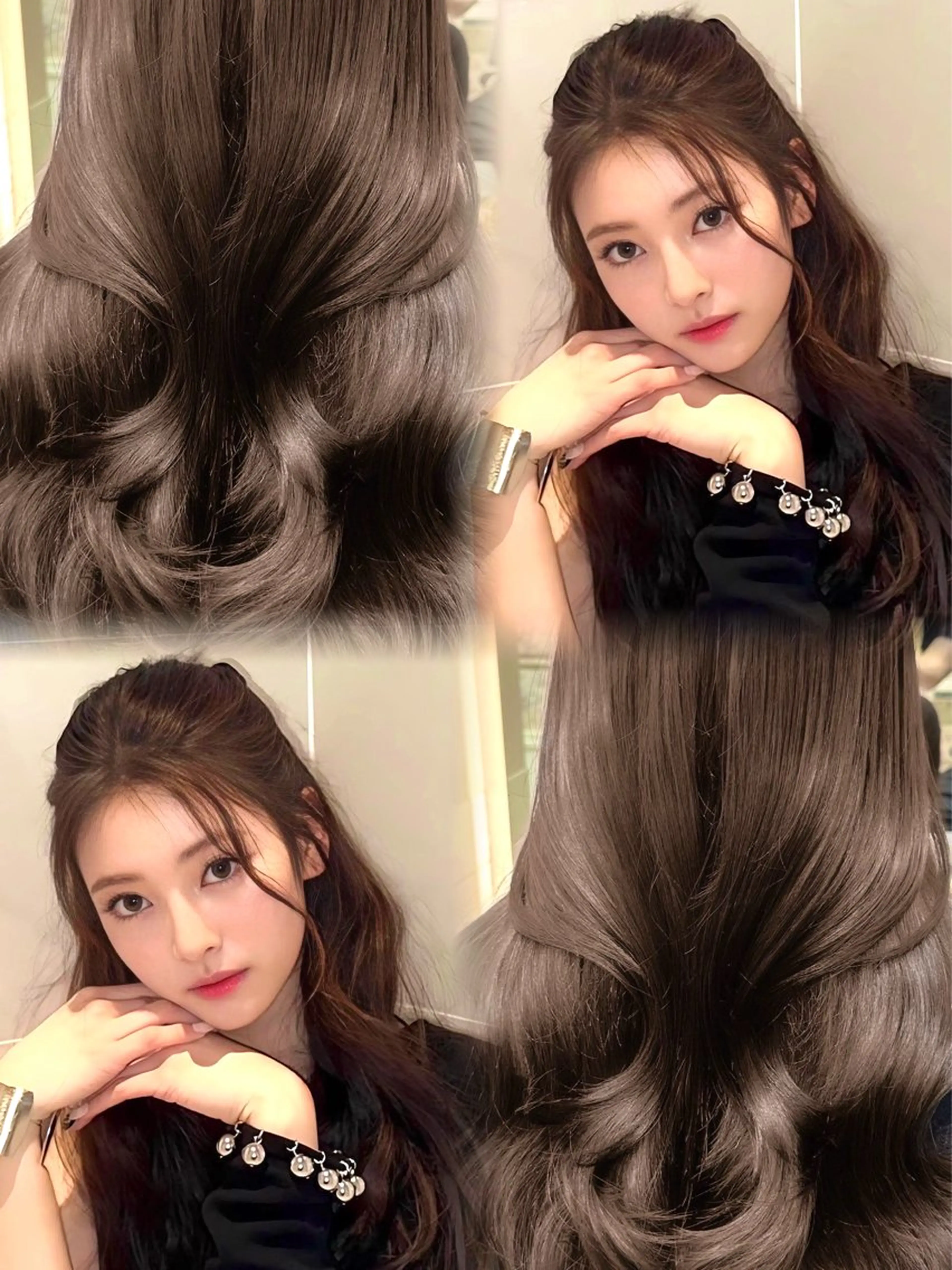 セミロング カラー カット ヘアカラー トリートメント 韓国レイヤー/透明感 カラー/髪質改善角所のヘアスタイル
