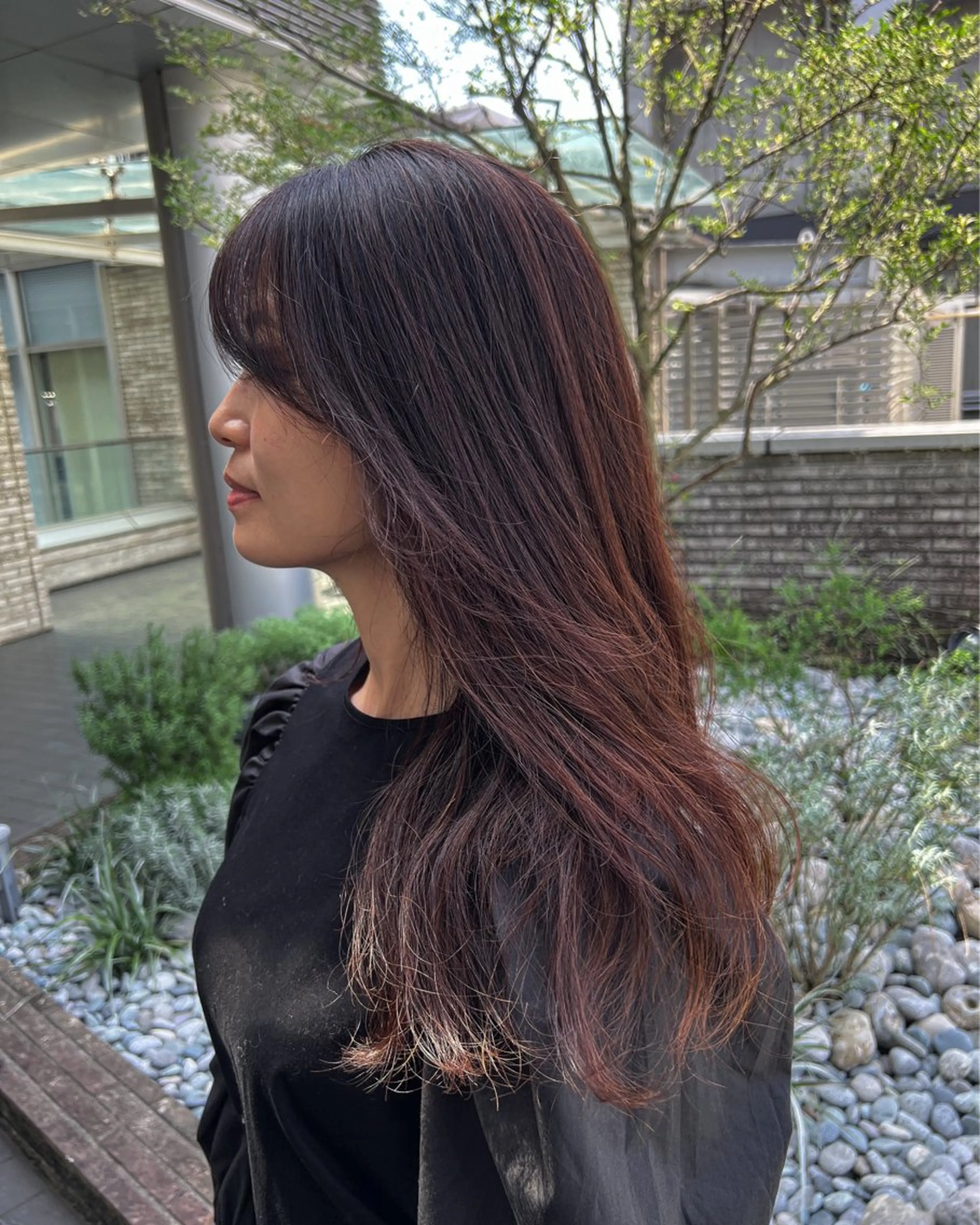 ロング ハイライト 岩堀 氷河のヘアスタイル