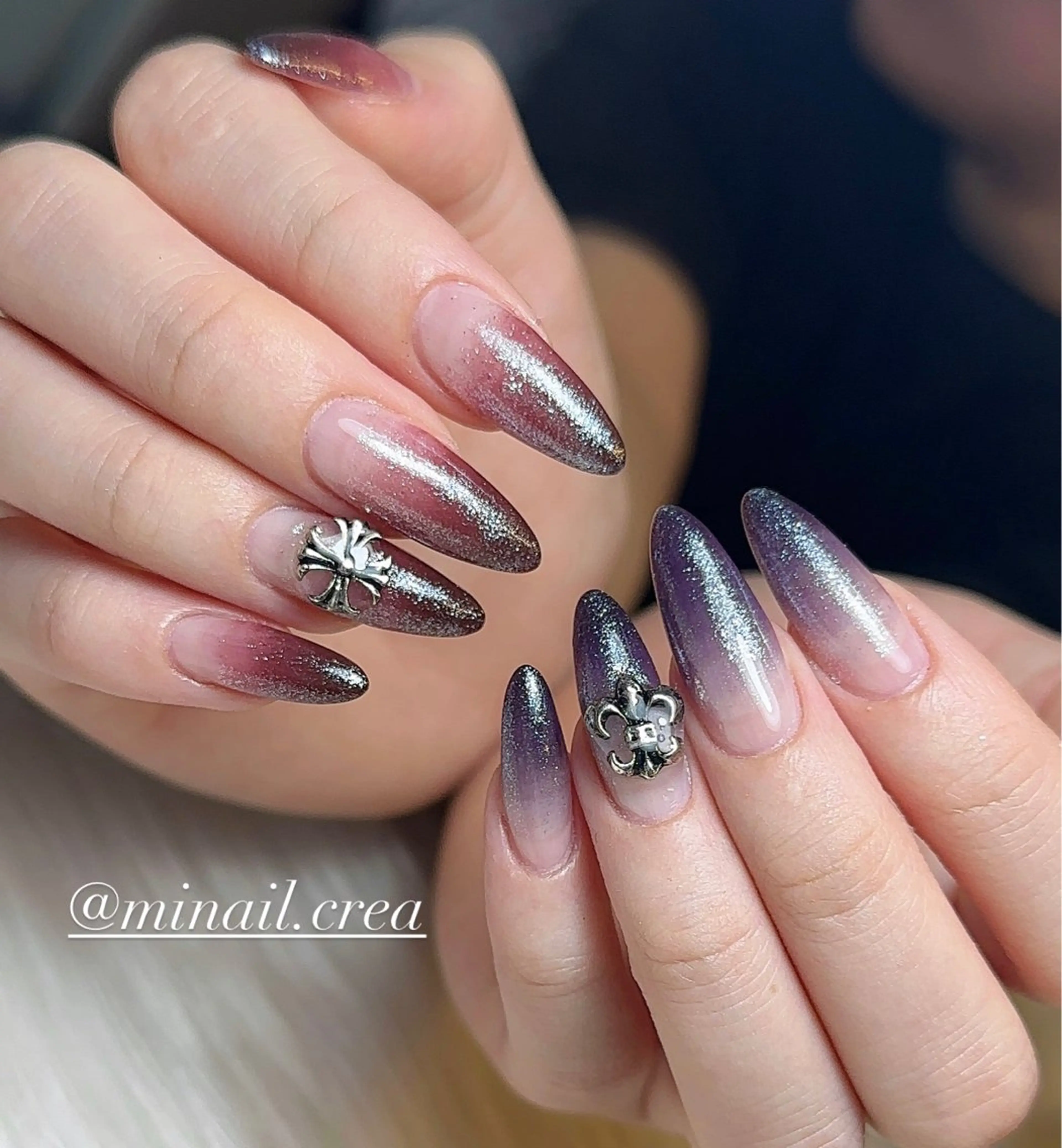ネイル グラデーション キラキラネイル ラメ(グリッター) ラメグラデーション ロングネイル CRéA　-private nailsalon-所属・CReA nailのネイルデザイン