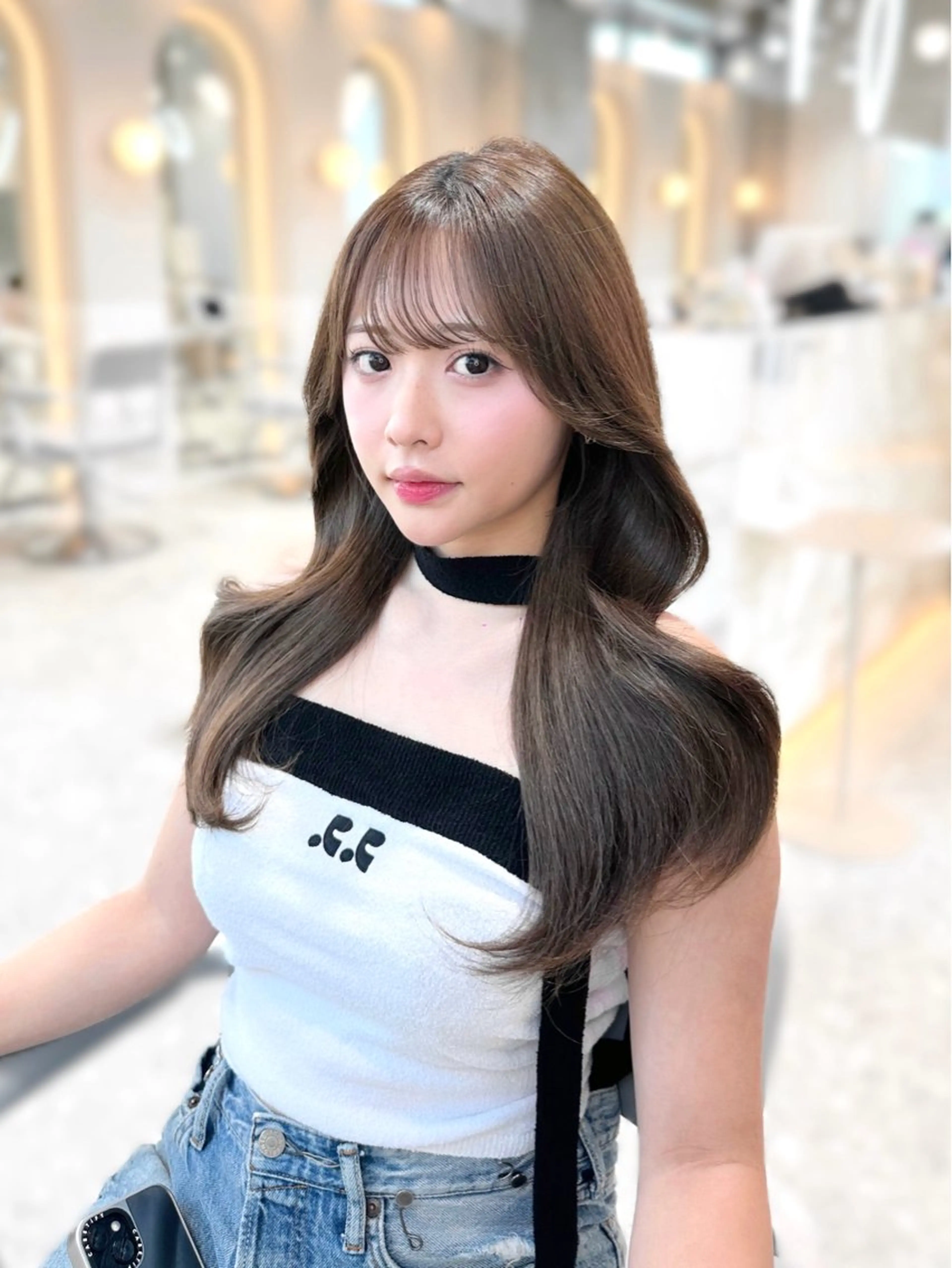 ロング カラー ベージュカラー 透明感カラー 髪質改善 レイヤーカット カット ヘアカラー トリートメント 韓国レイヤー/透明感 カラー/髪質改善角所のヘアスタイル
