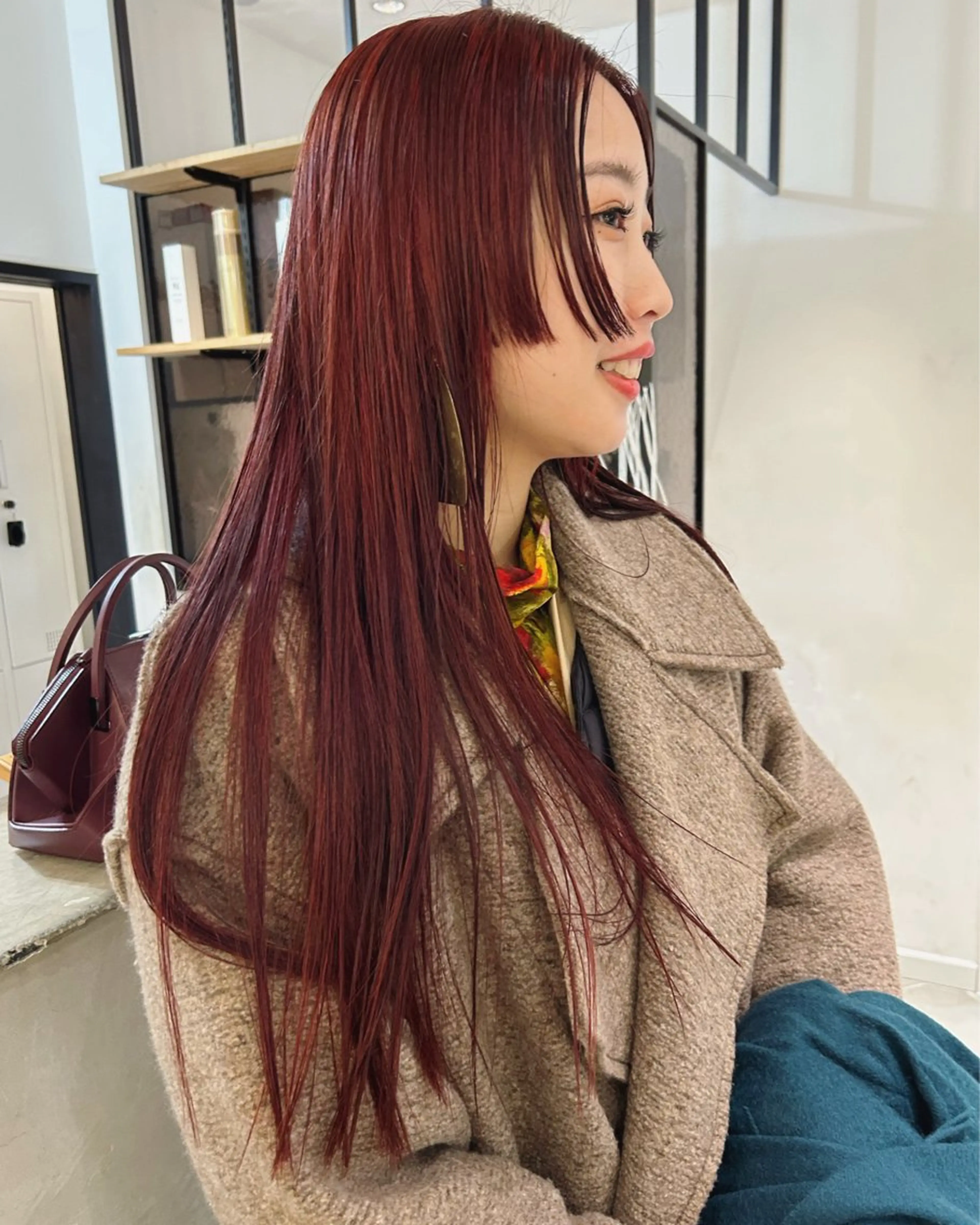 ロング カラー ダブルカラー オレンジ サイドバング カット ヘアカラー トリートメント Loom.所属・村上雅人 ナチュラルモードのヘアスタイル