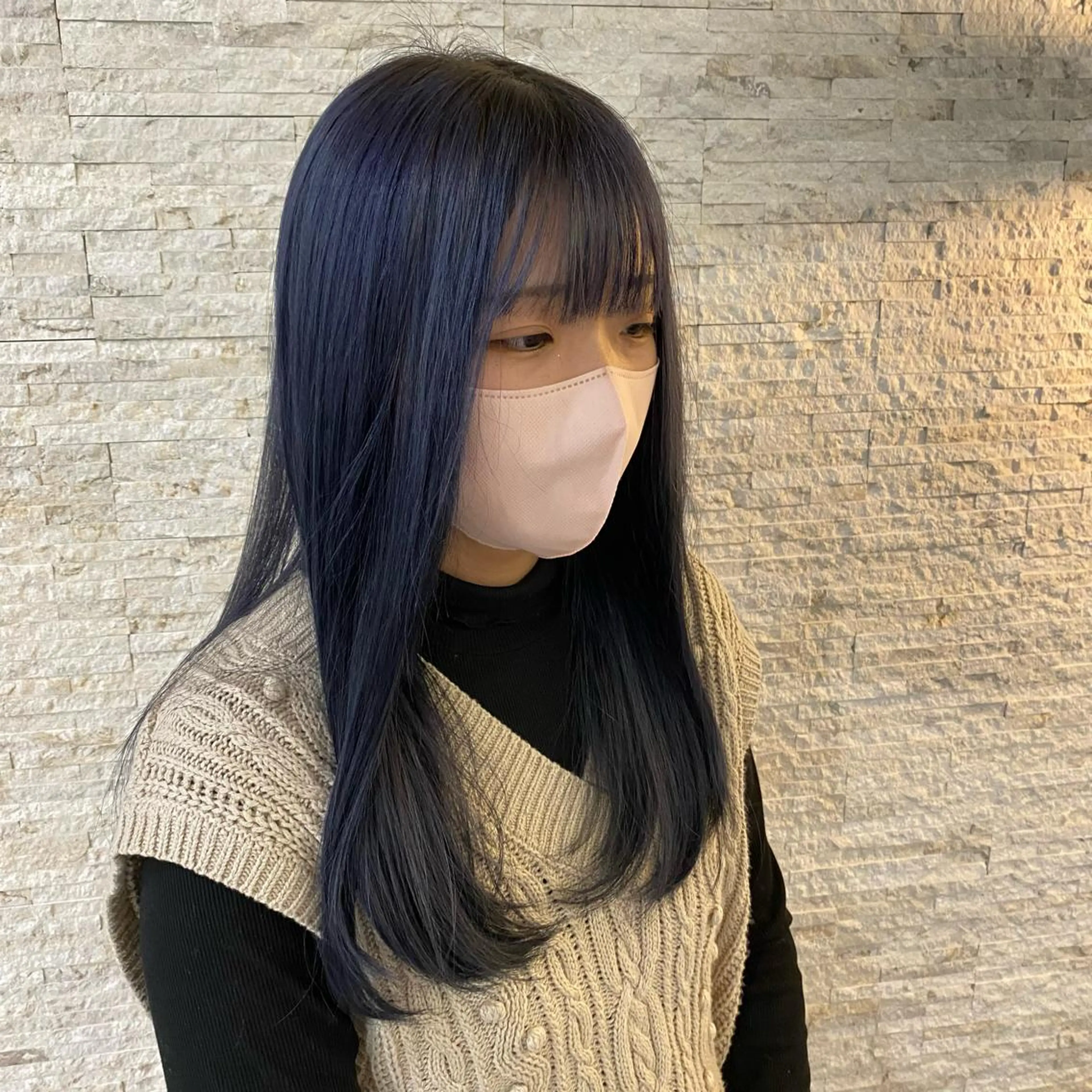 ロング カラー 黒髪 ブリーチ ブルーカラー 透明感カラー ダブルカラー Agu hair TENOE大宮氷川参道店所属・☀️透明感艶感カラー 増田魁土☀️のヘアスタイル