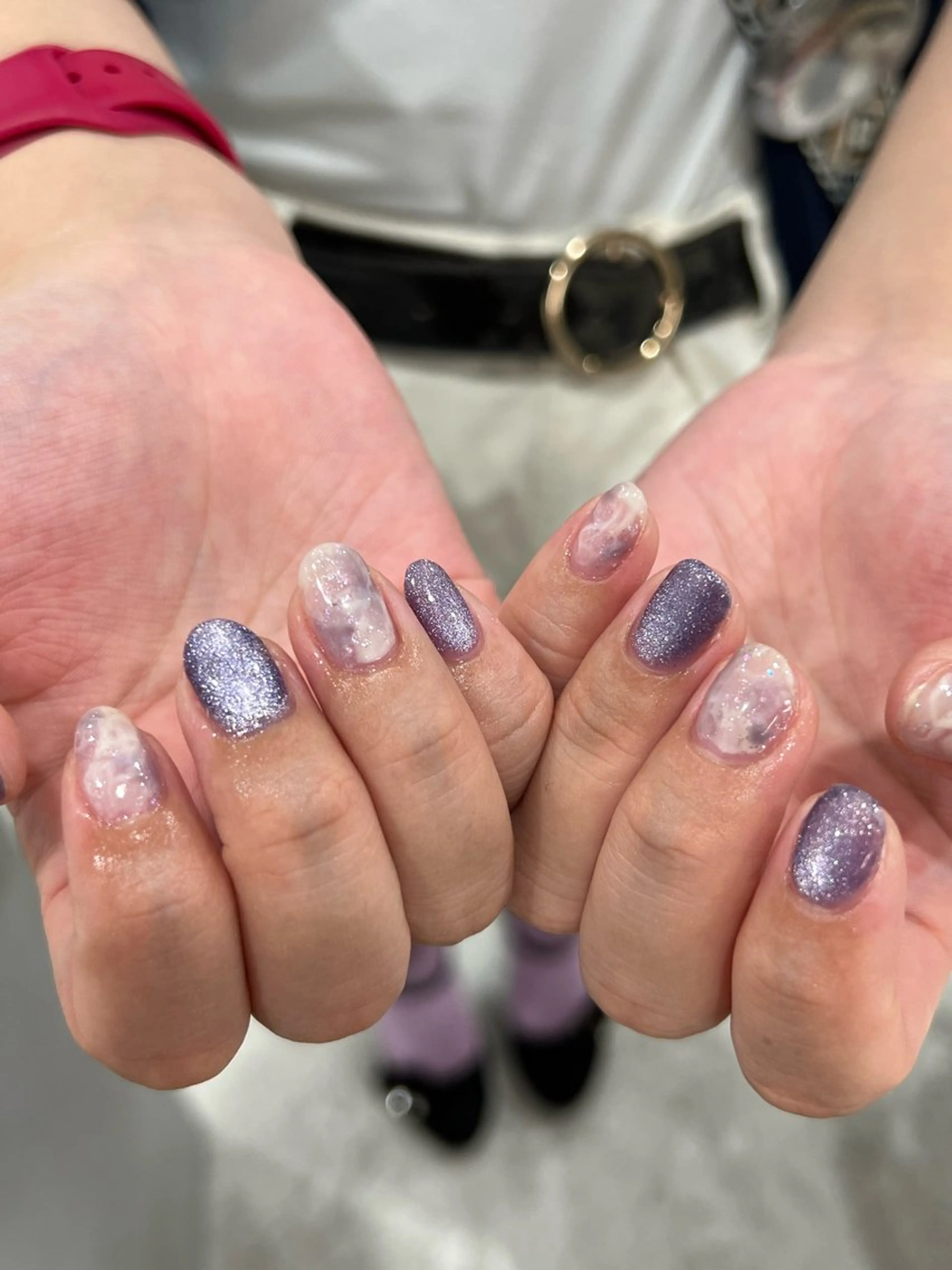 ネイル アートネイル ニュアンスネイル パープル シンプルネイル 📍銀座 💅🏼yuriのネイルデザイン
