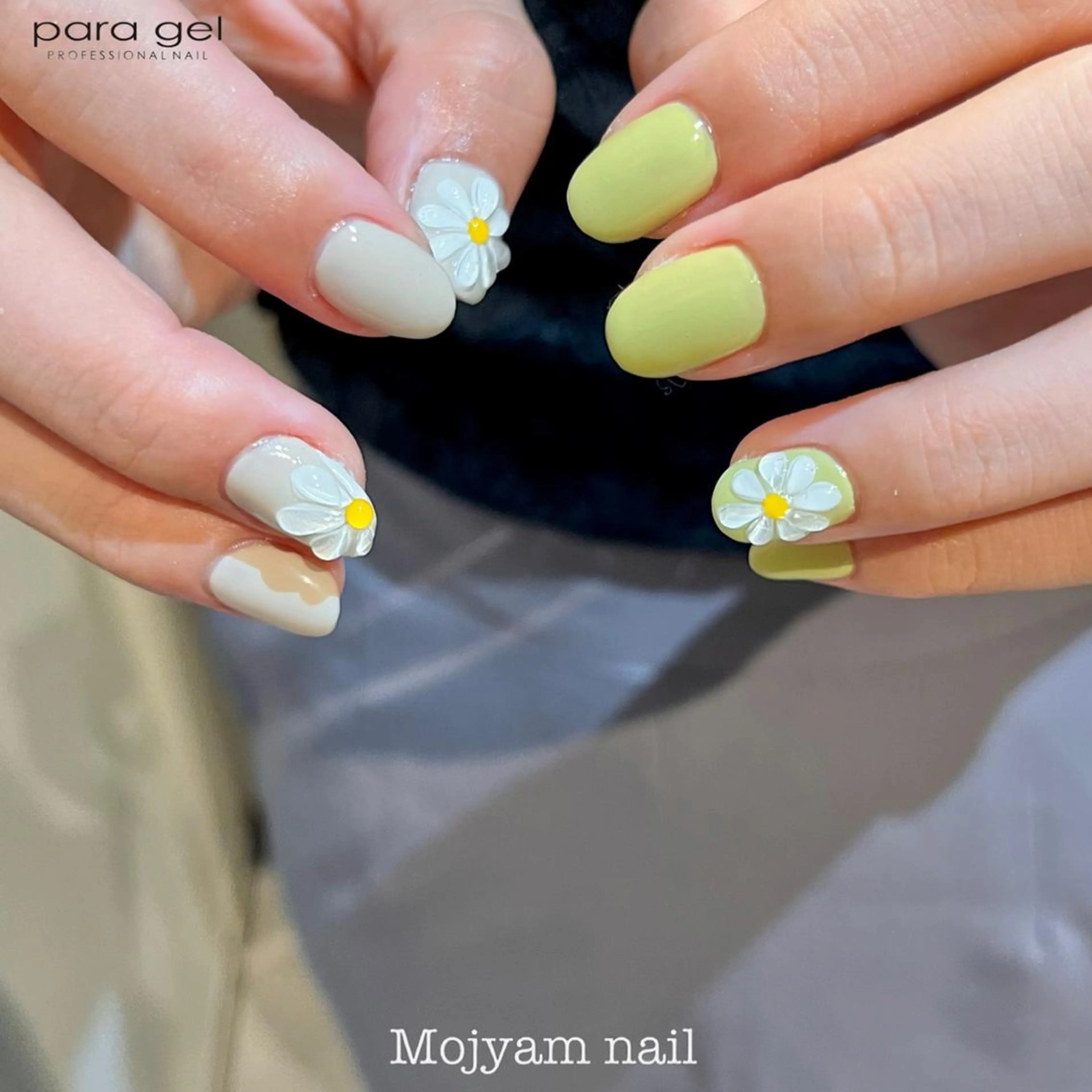 ネイル グリーン ぷっくりネイル シンプルネイル ハンドネイル Mojyam nail所属・松本 実咲のネイルデザイン