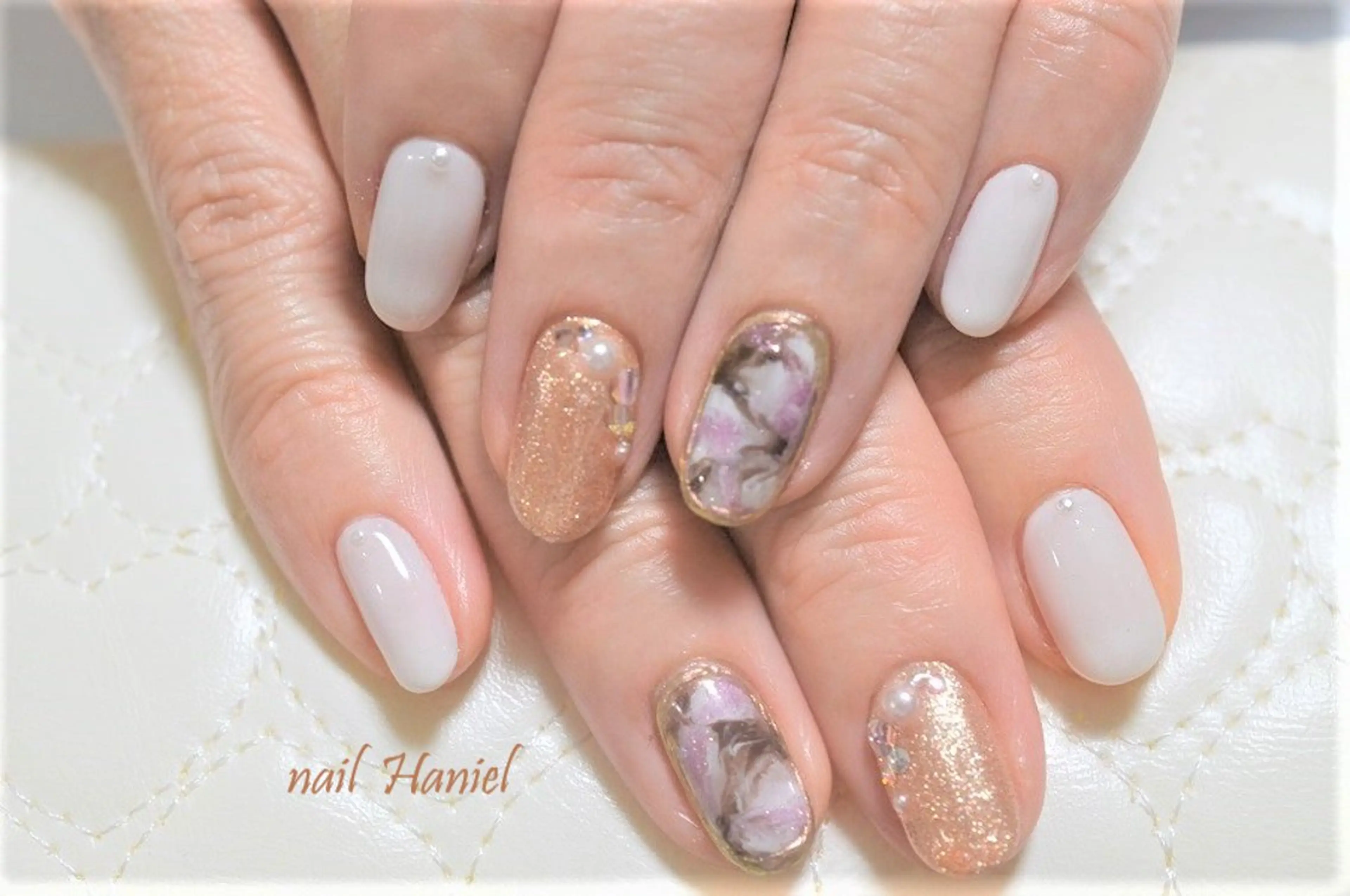 ネイル アートネイル ジェルネイル オフィスネイル パラジェル 冬ネイル ハンドネイル nail Haniel所属・半蔵門サロンハニエル 魅神 ちよのネイルデザイン