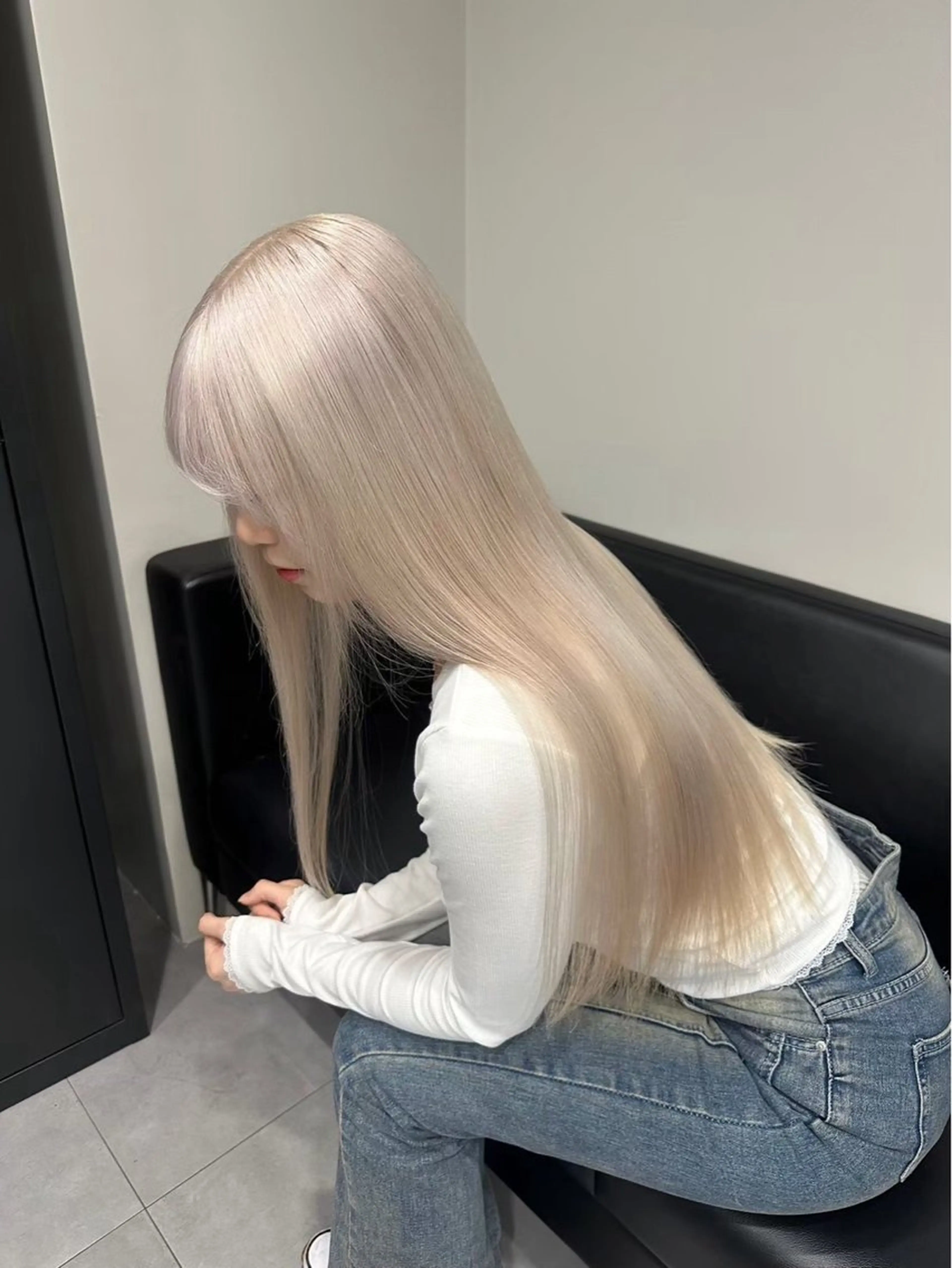 ロング ヘアカラー トリートメント ヘアセット ハイトーン/ケア ブリーチ/sEnAのヘアスタイル