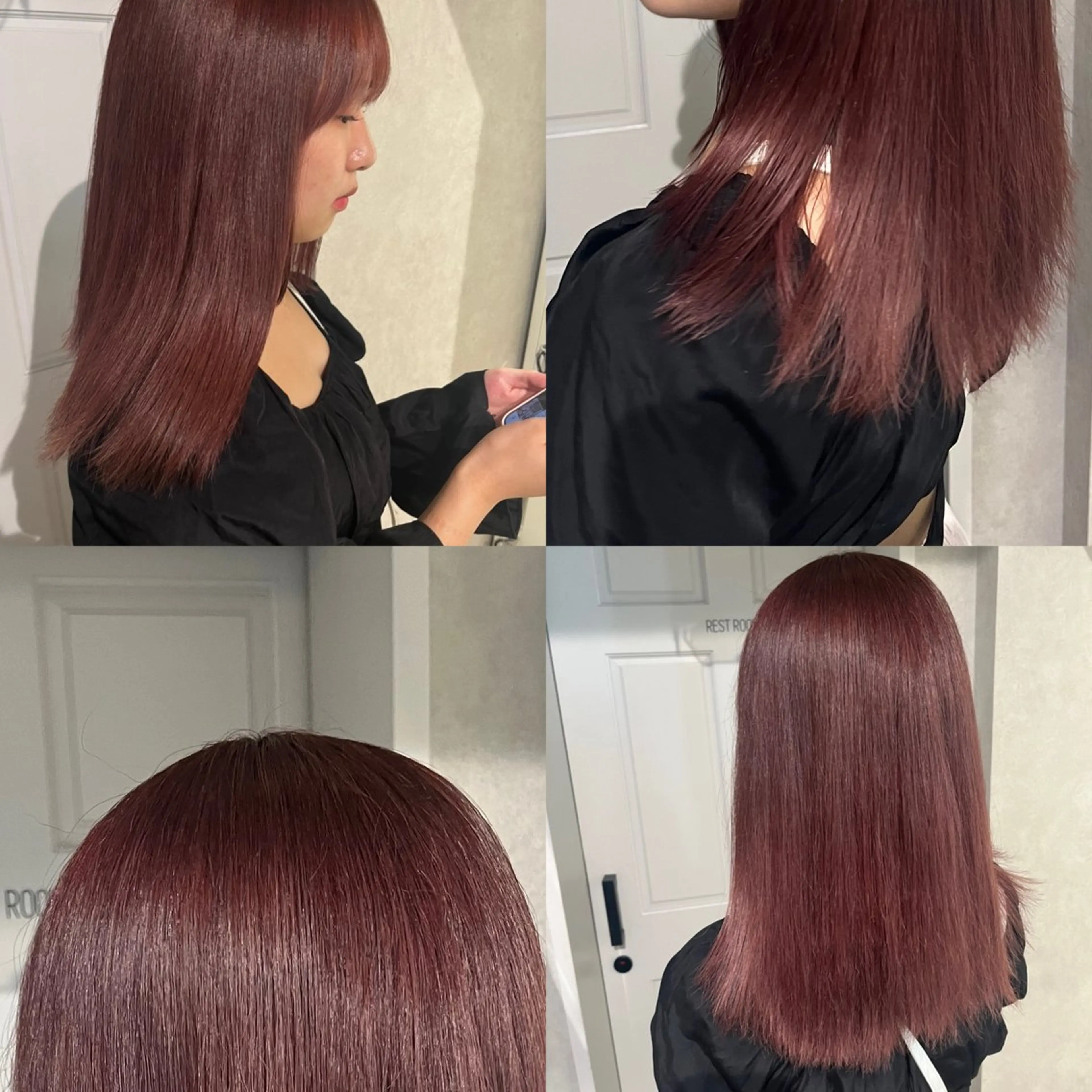 セミロング カラー ダブルカラー イヤリングカラー ハイトーンカラー インナーカラー 顔周りカット ヘアカラー トリートメント 髪質改善&艶カラー/ ほんだあみ (♡)のヘアスタイル