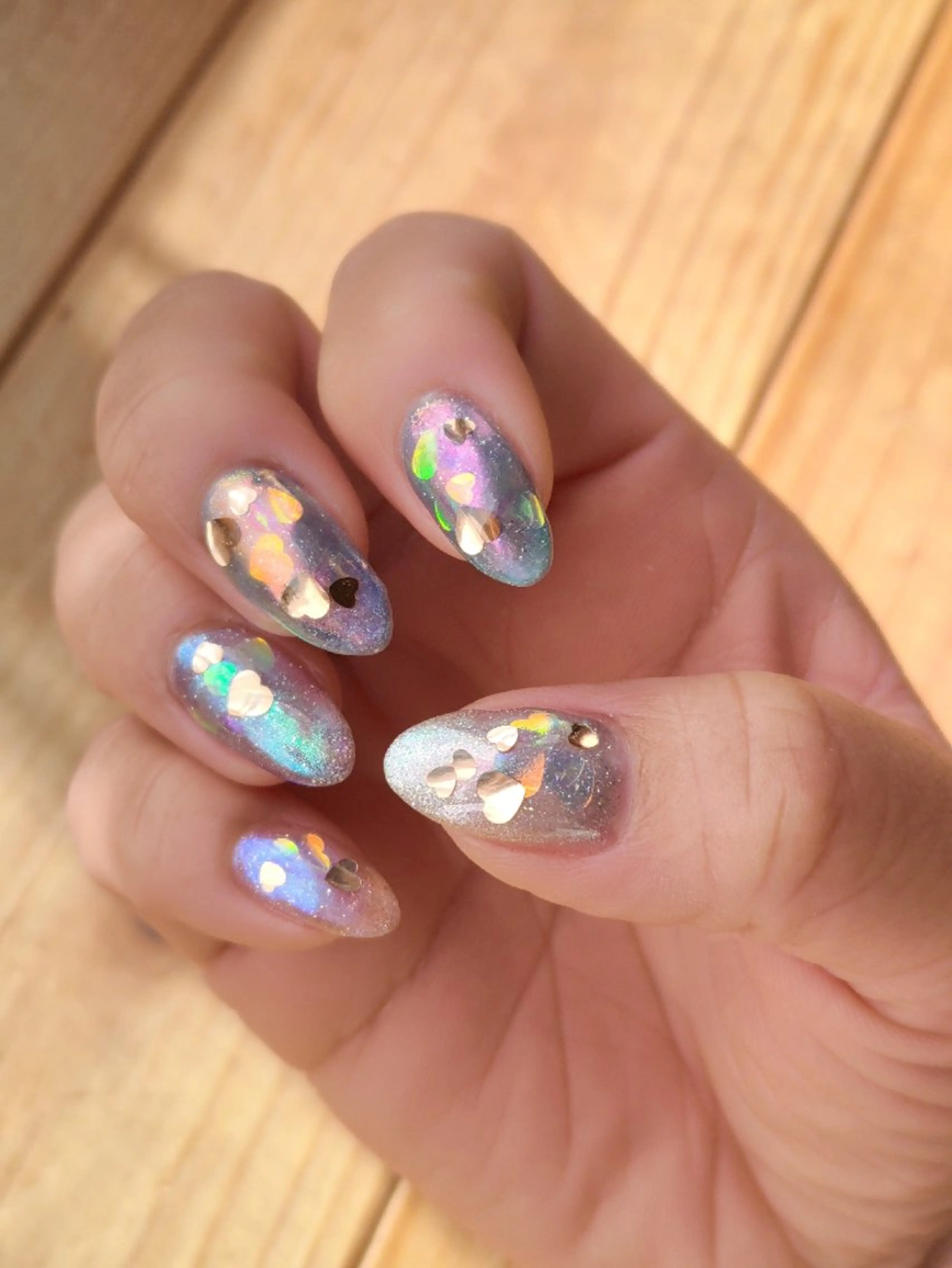 ネイル オーロラネイル フラッシュネイル ハート マグネットネイル ミラーネイル ハンドネイル nails muu まゆのネイルデザイン