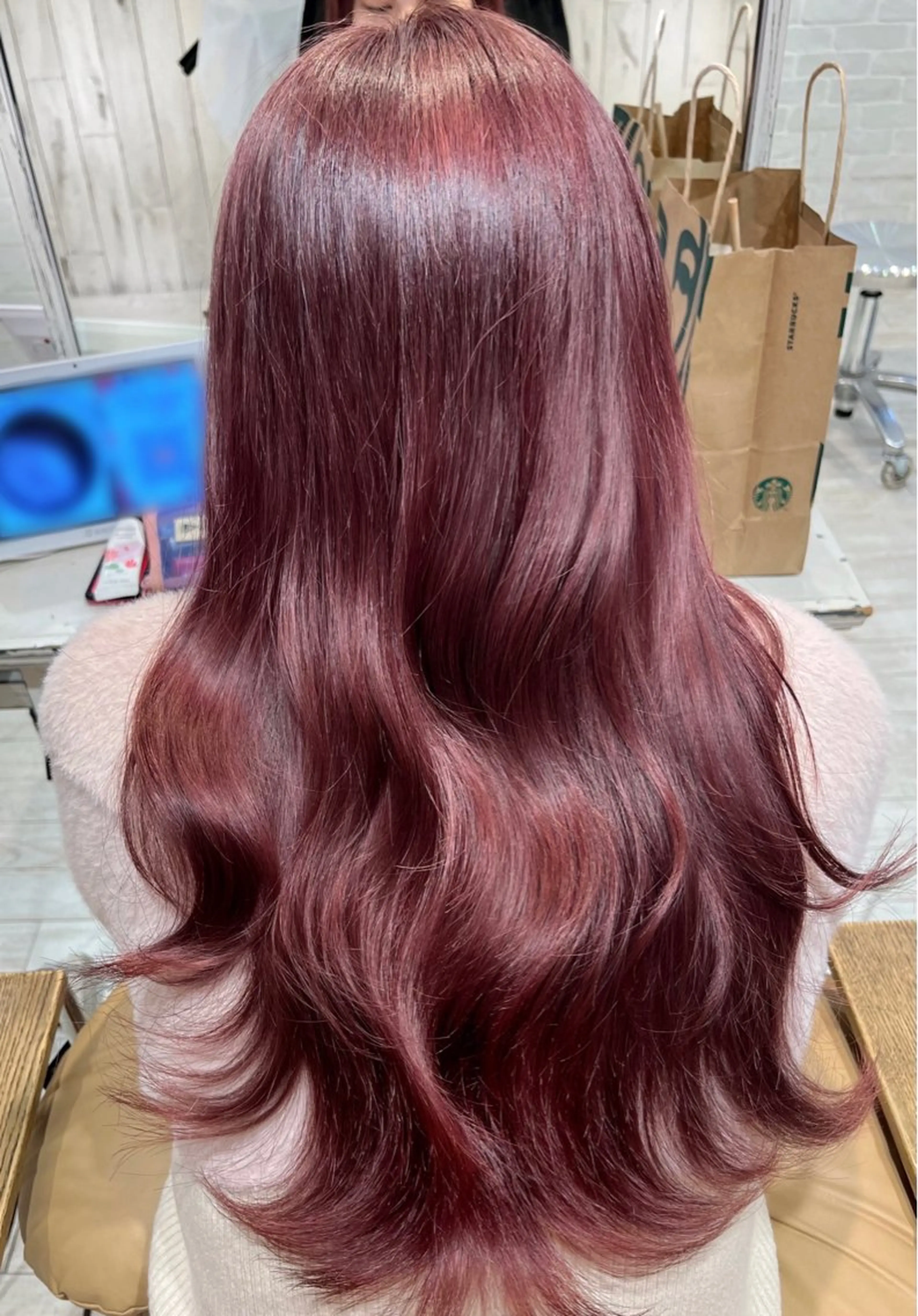 ロング カラー ブリーチ ブラウンカラー ハイトーンカラー ピンクカラー ピンクブラウン カット 縮毛矯正 【韓国ヘア×透明感 カラー】笹谷 莉未のヘアスタイル