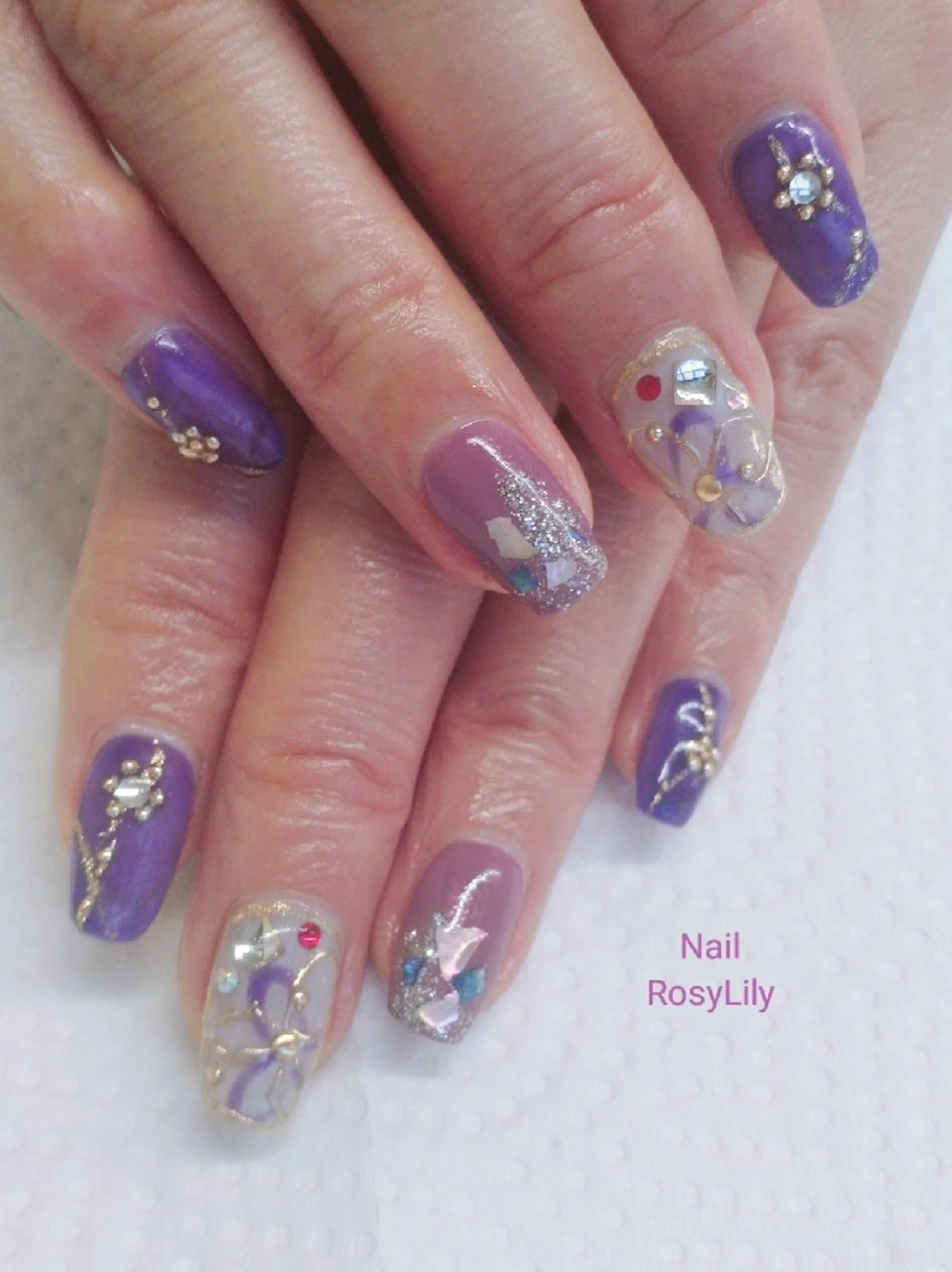 ネイル 持ち込み パープル プライベートサロン RosyLily所属・プライベートサロン Rosy Lilyのネイルデザイン