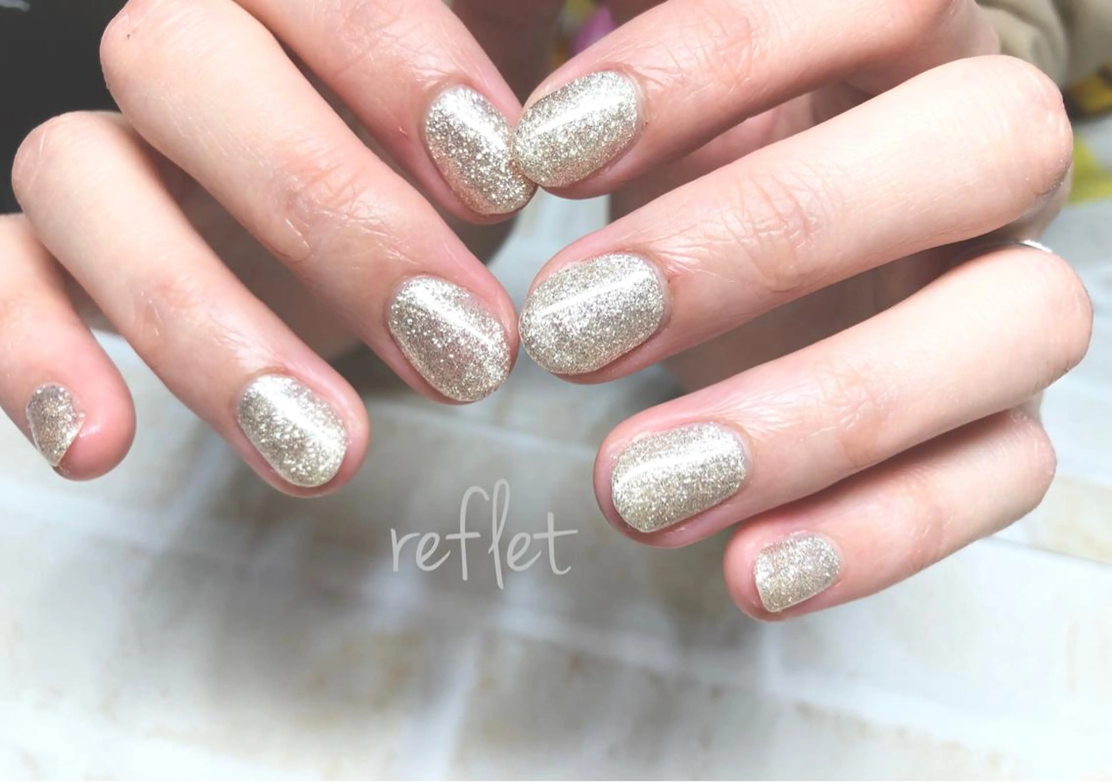 ネイル ワンカラーネイル シルバー ハンドネイル reflet nailのネイルデザイン