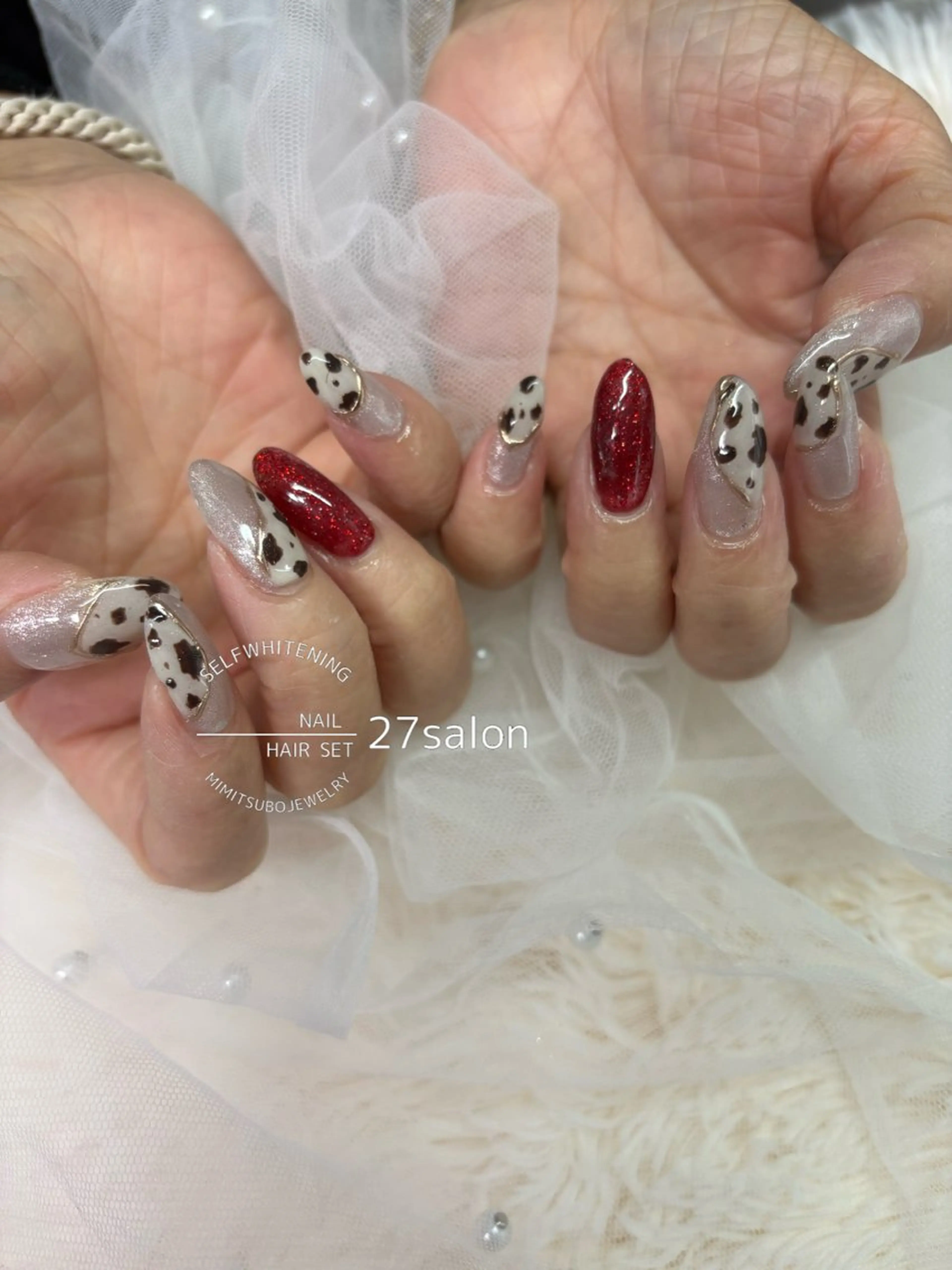 ネイル ボルドー フラッシュネイル ハンドネイル 27salon yuinaのネイルデザイン