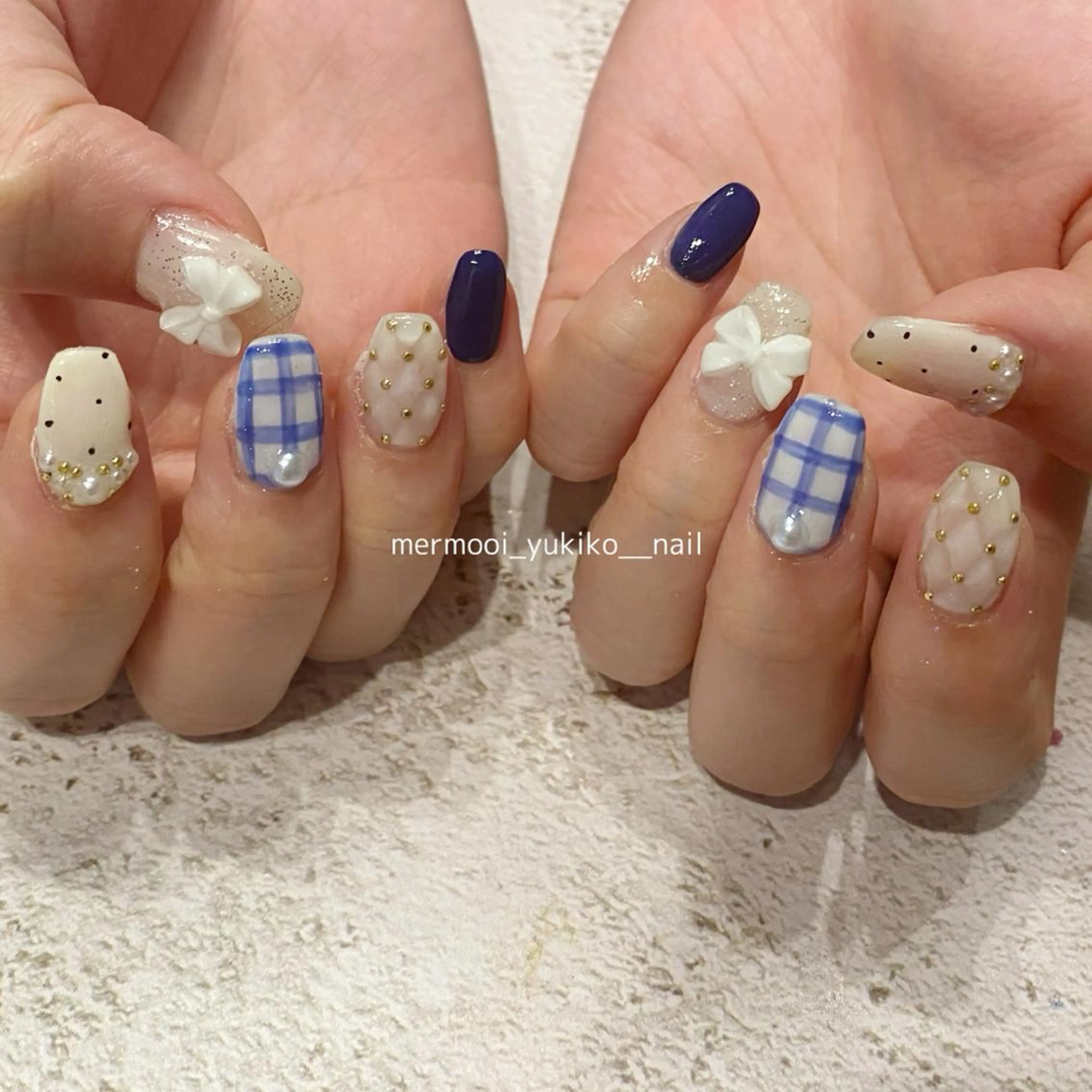 ネイル リボン ハンドネイル mermooi nailのネイルデザイン