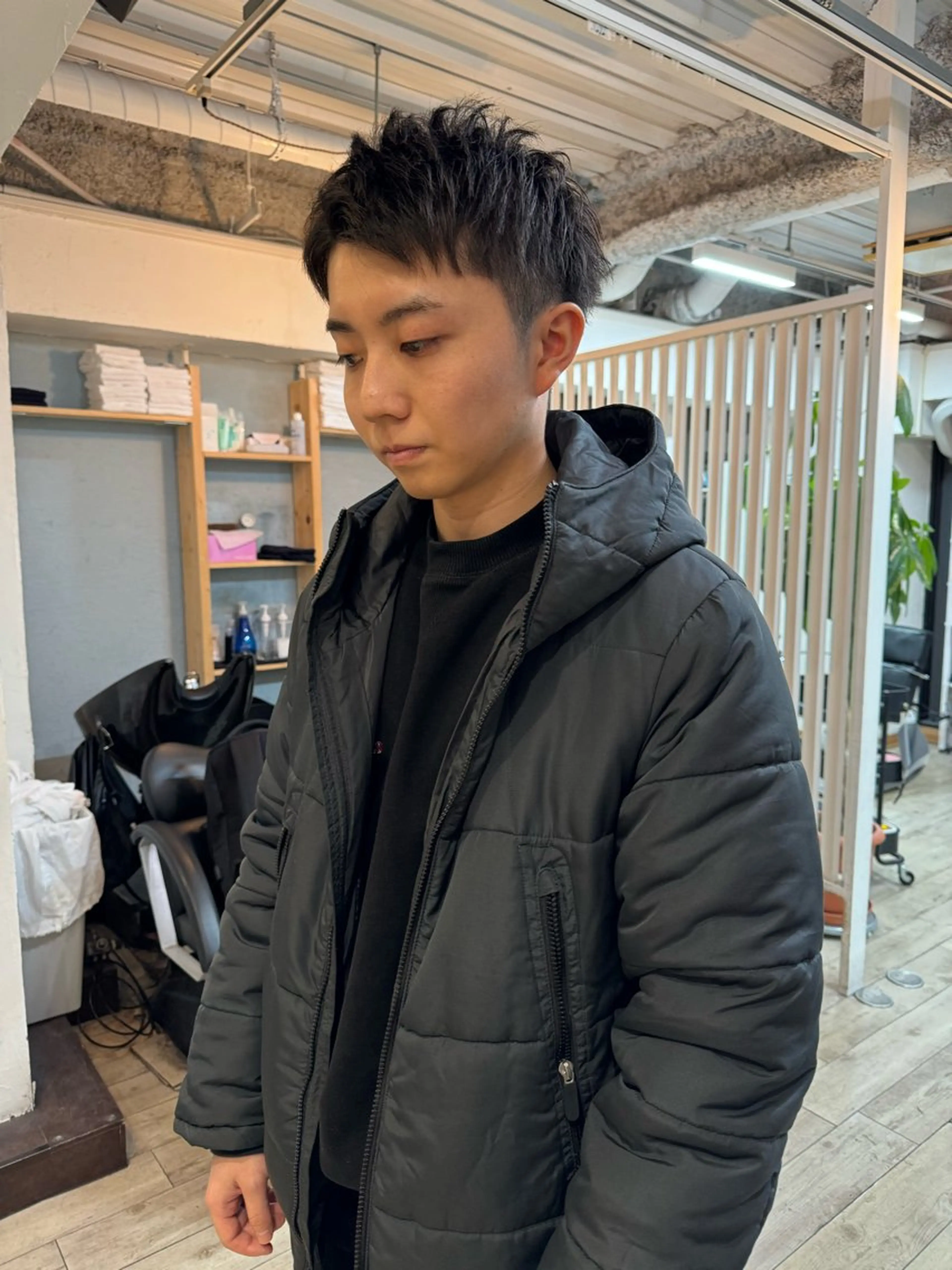 カラー パーマ メンズ アップバング センターパート マッシュ メンズパーマ スパイキーショート カット ヘアセット 【池袋/スパイキー ショート】ⓝⓘⓜⓤのヘアスタイル