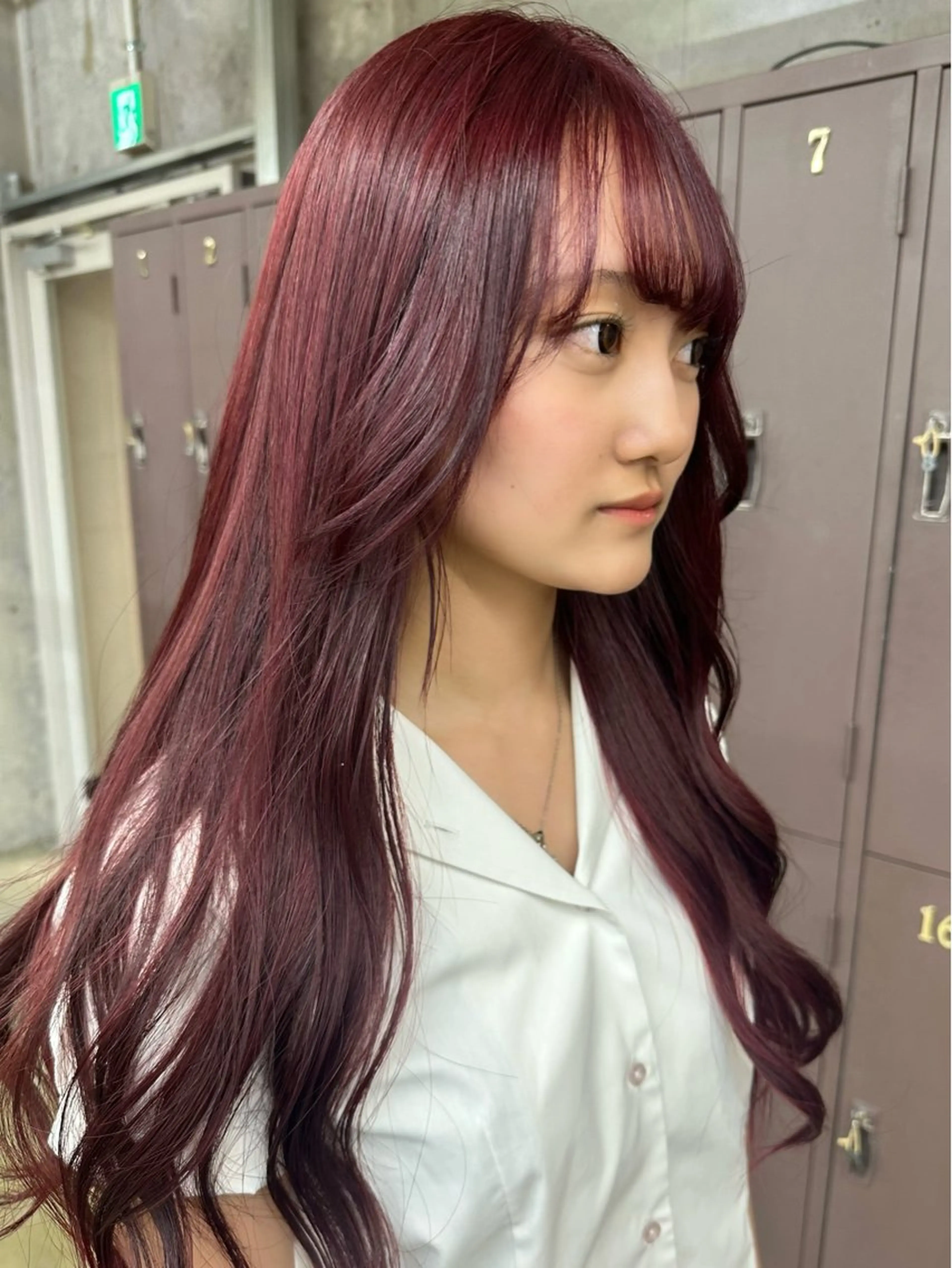 ロング ヘアカラー トリートメント 岡本 舞/暖色カラーのヘアスタイル