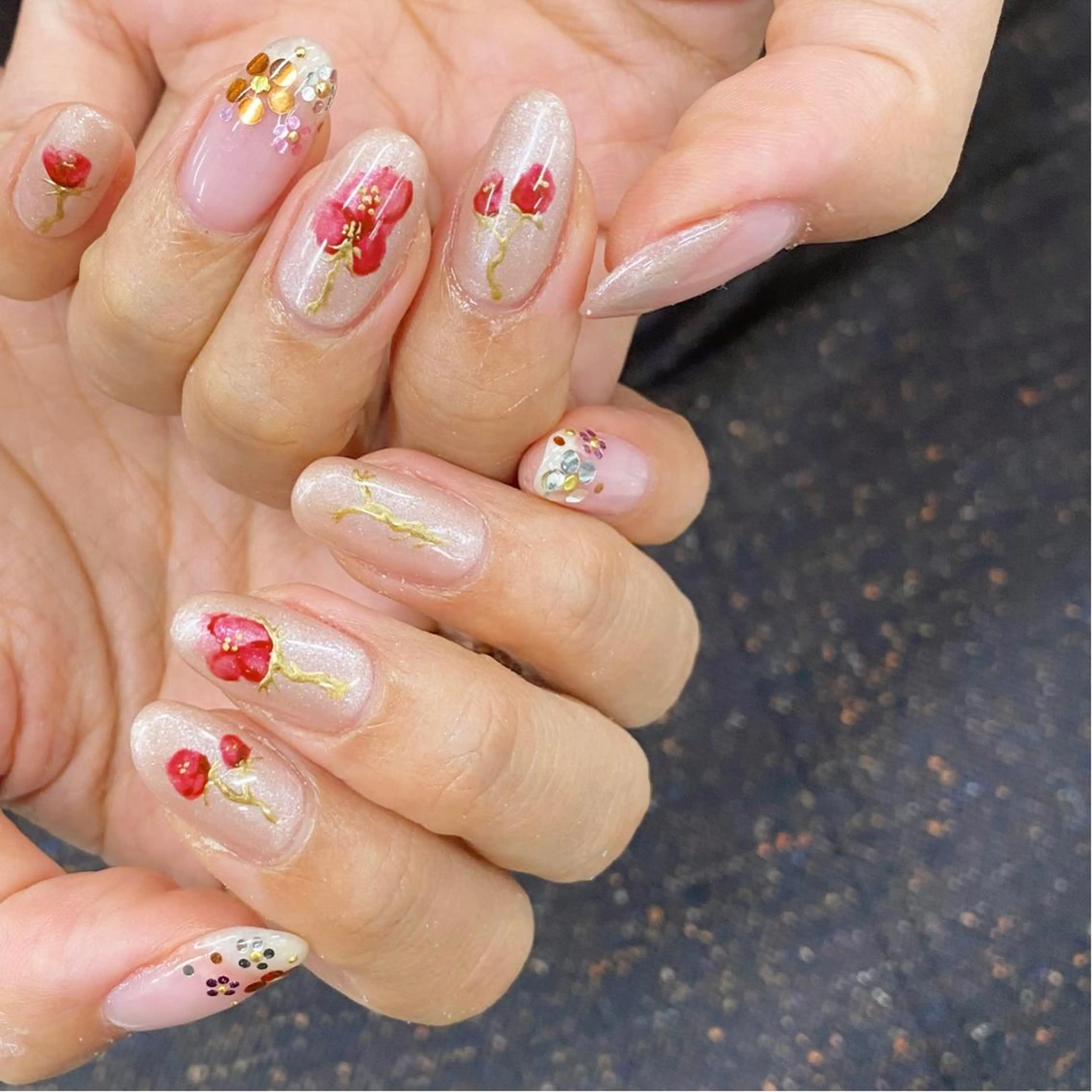 ネイル フラワーネイル ニュアンスネイル 巻き爪補正 Umber　Miyaのネイルデザイン