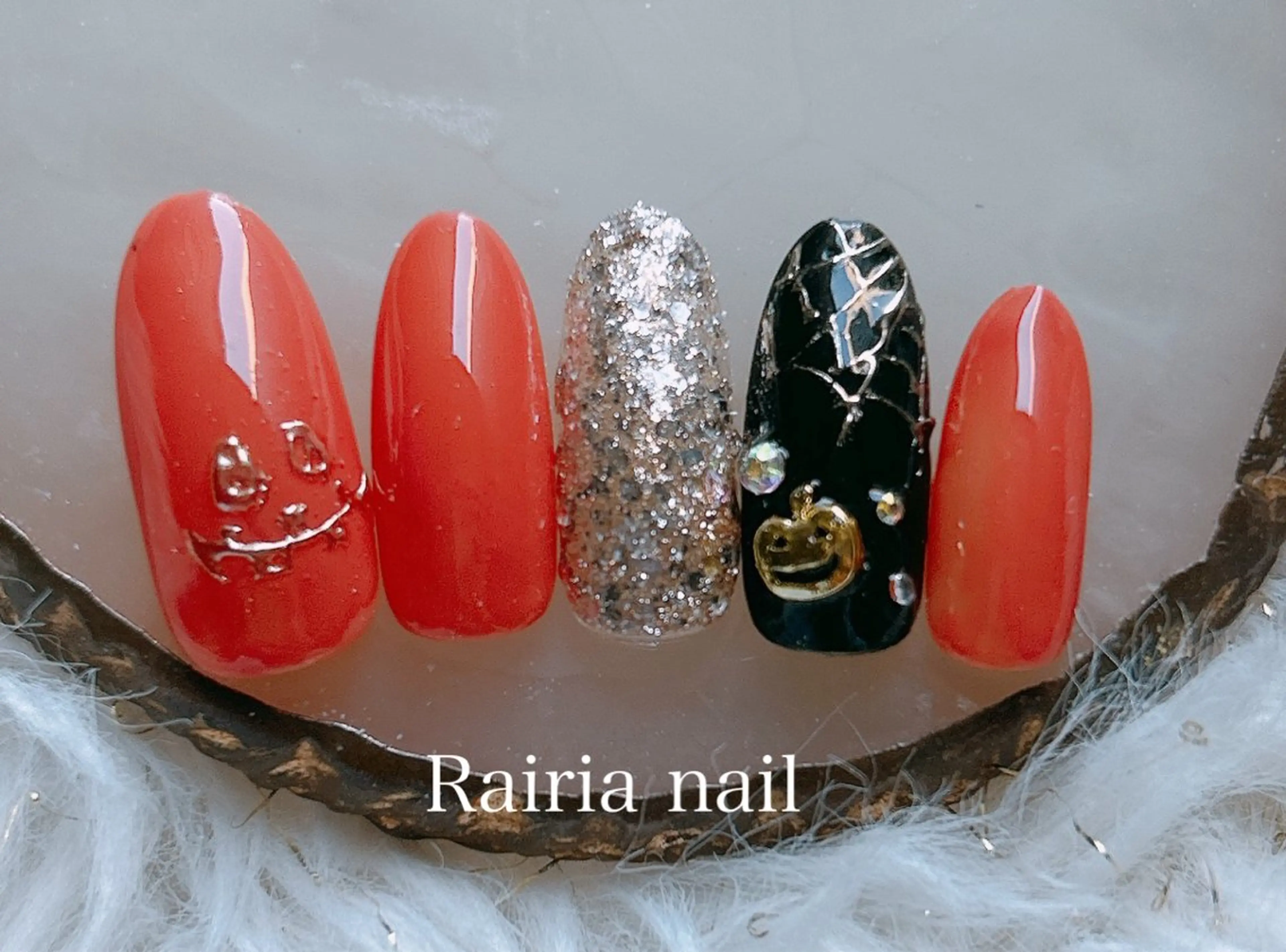 ネイル アートネイル ジェルネイル ハロウィン 持ち込み ニュアンスネイル Rairia nail本八幡店のネイルデザイン