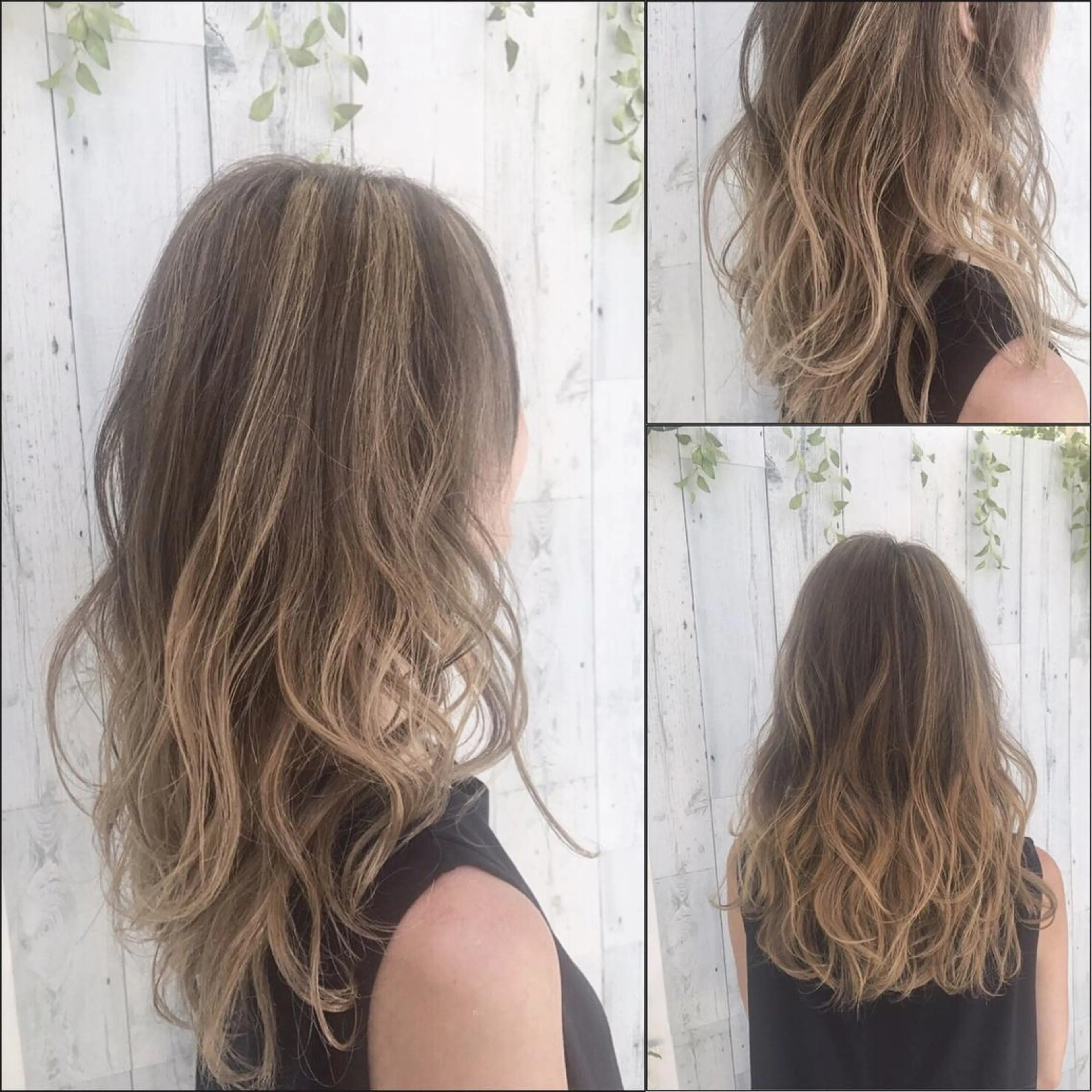 ロング カラー アッシュ バレイヤージュ 黒髪 ブリーチ グラデーションカラー Ash 山田 勇太のヘアスタイル