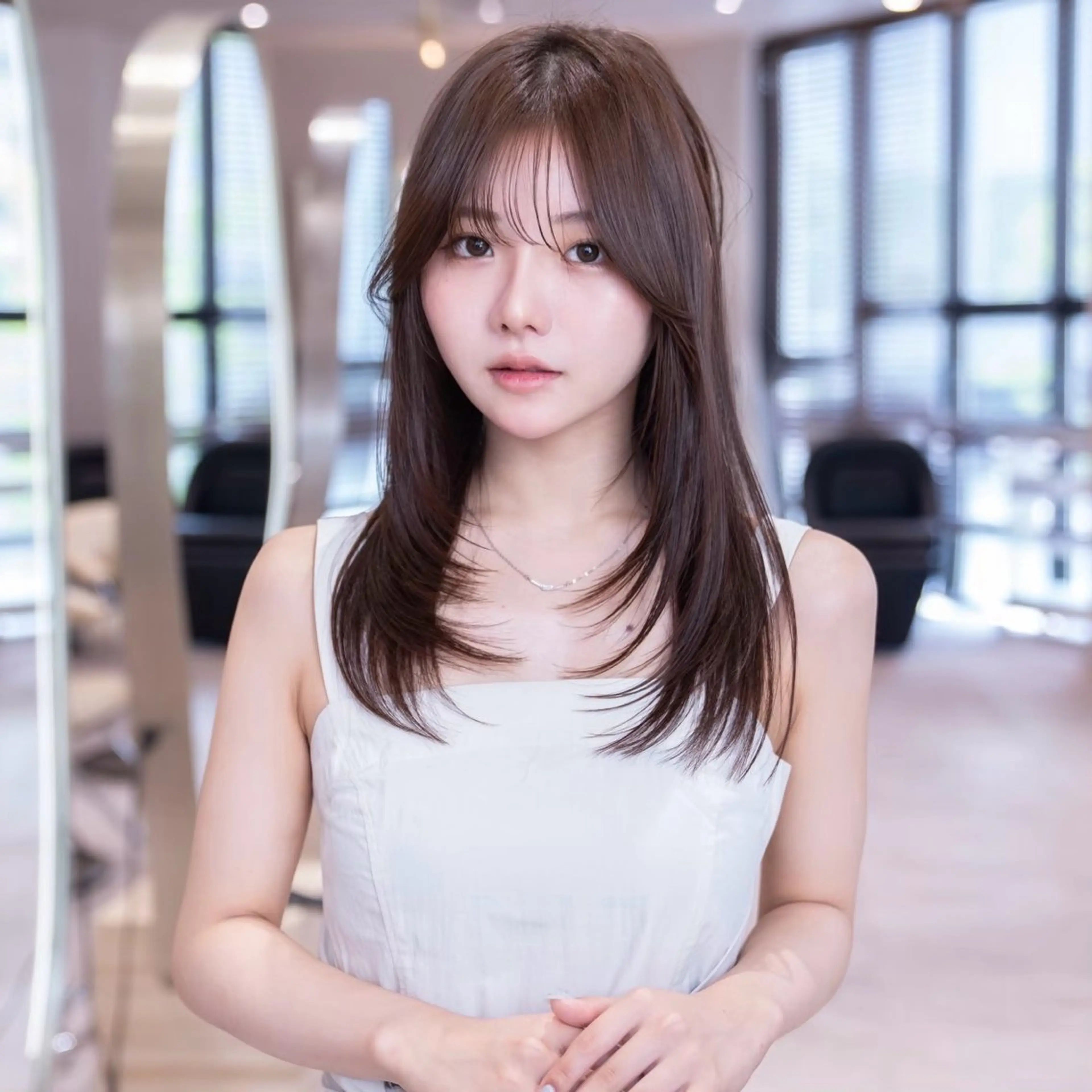 セミロング ボブ 顔まわりレイヤー 顔周りカット ハッシュカット 髪質改善 カット ヘアカラー トリートメント driP. by HAVANA原宿所属・原宿/韓国/髪質改善 /レイヤー/ボブのヘアスタイル