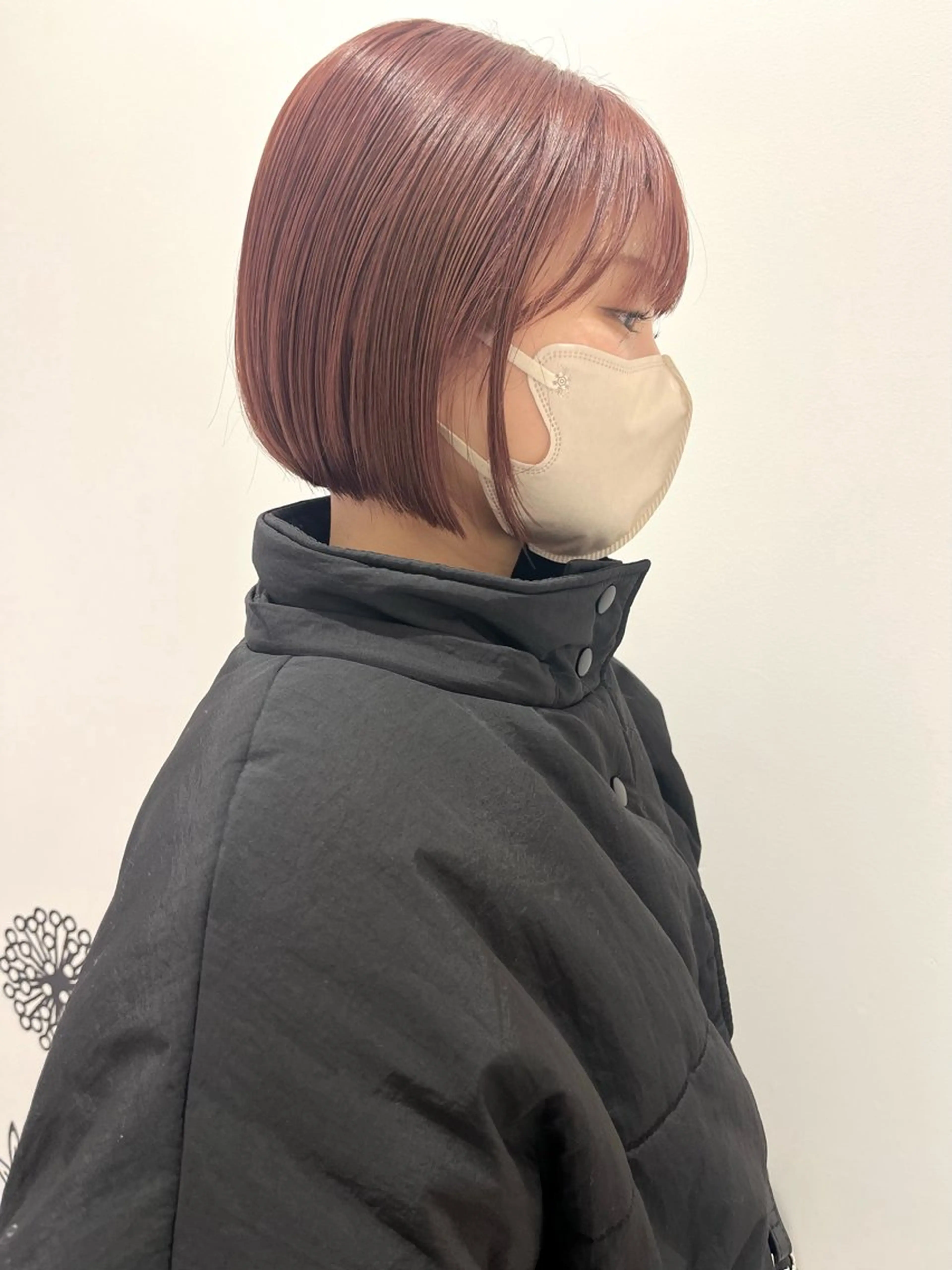 ショート カラー ヘアアレンジ ベージュカラー ブリーチ ピンクカラー ピンクベージュ ボブ カット ヘアカラー トリートメント ヘアセット 🌷ボブ/髪質改善 ストレートのヘアスタイル