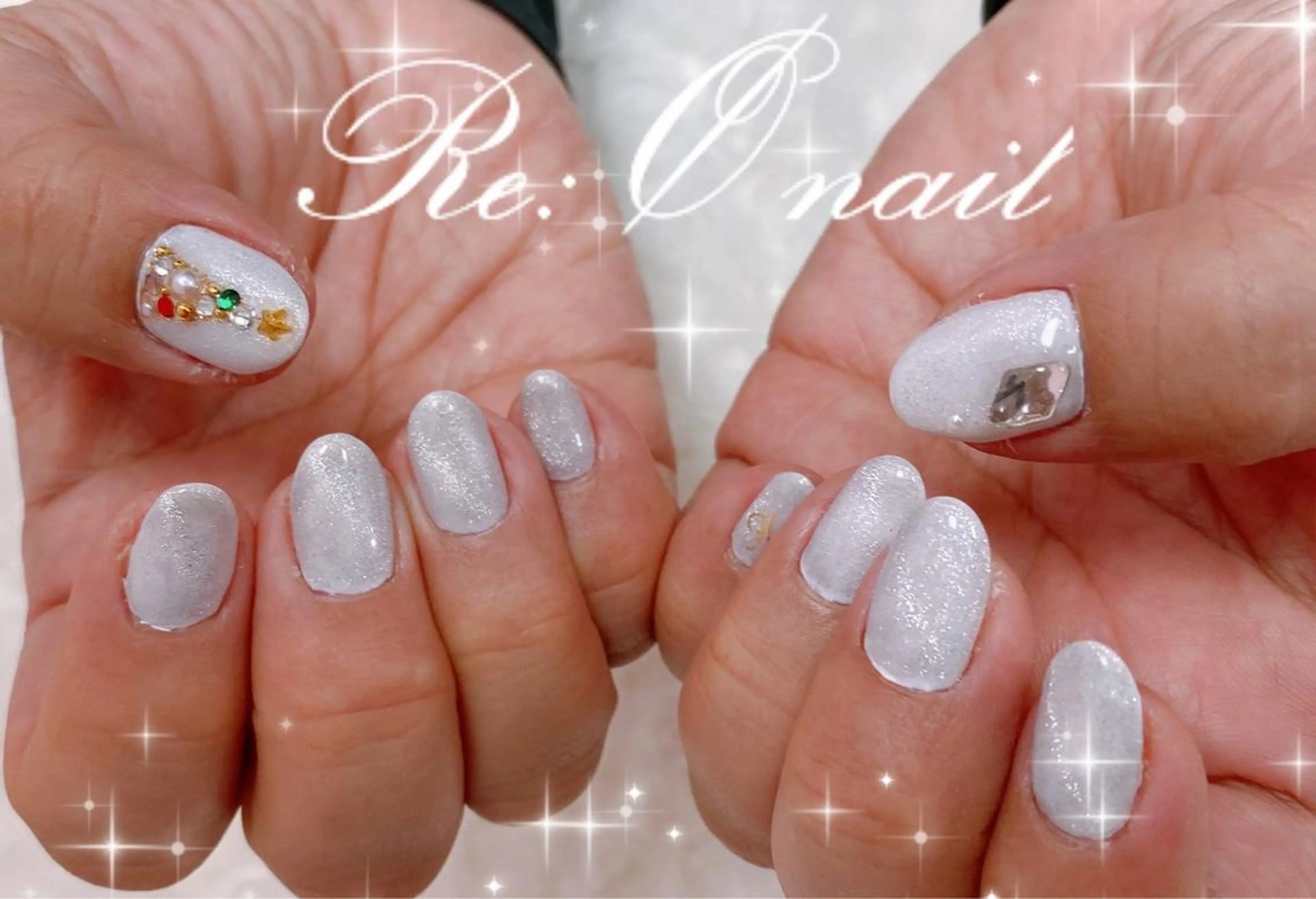 ネイル アートネイル ストーンネイル ハンドネイル Re:Ø nail 🩵TSUJIのネイルデザイン
