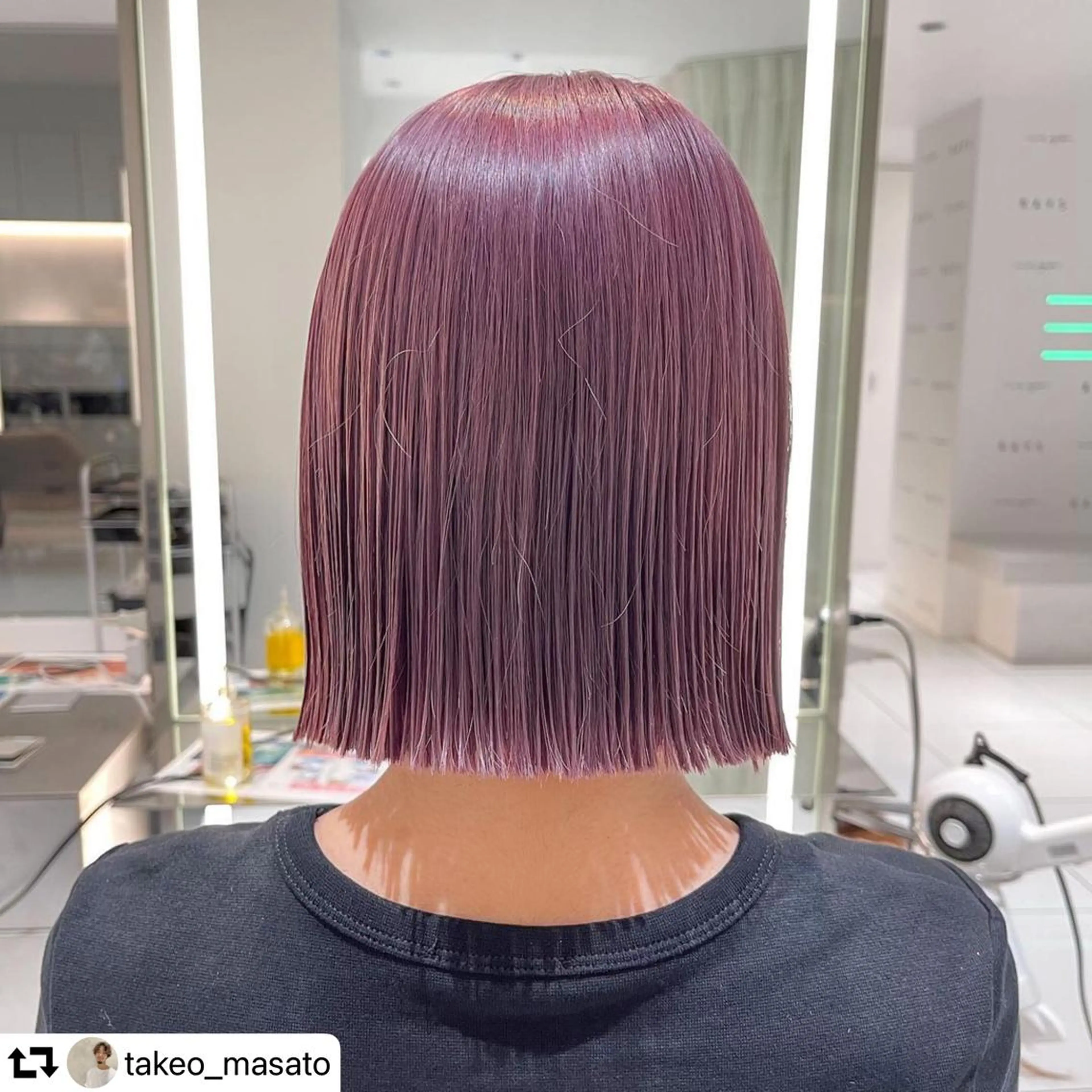 ミディアム カラー 切りっぱなしボブ ピンクカラー ピンクパープル パープルカラー ボブ RAYS/レイズ/立川/立川南口所属・レイズ 立川のヘアスタイル
