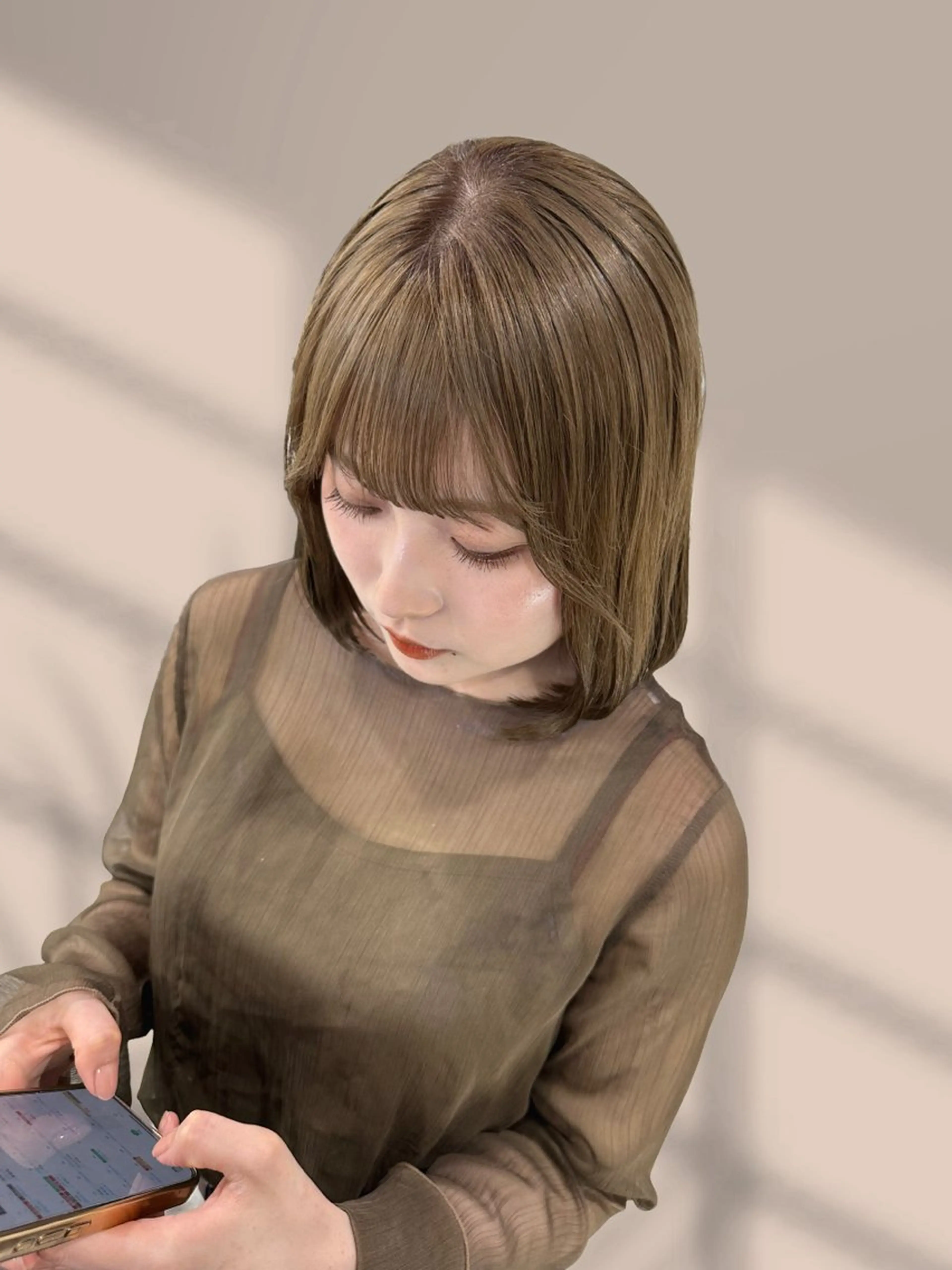 ショート ヘアカラー トリートメント ヘアセット くすみミルクティー/ ブラウン🪡TOWAのヘアスタイル