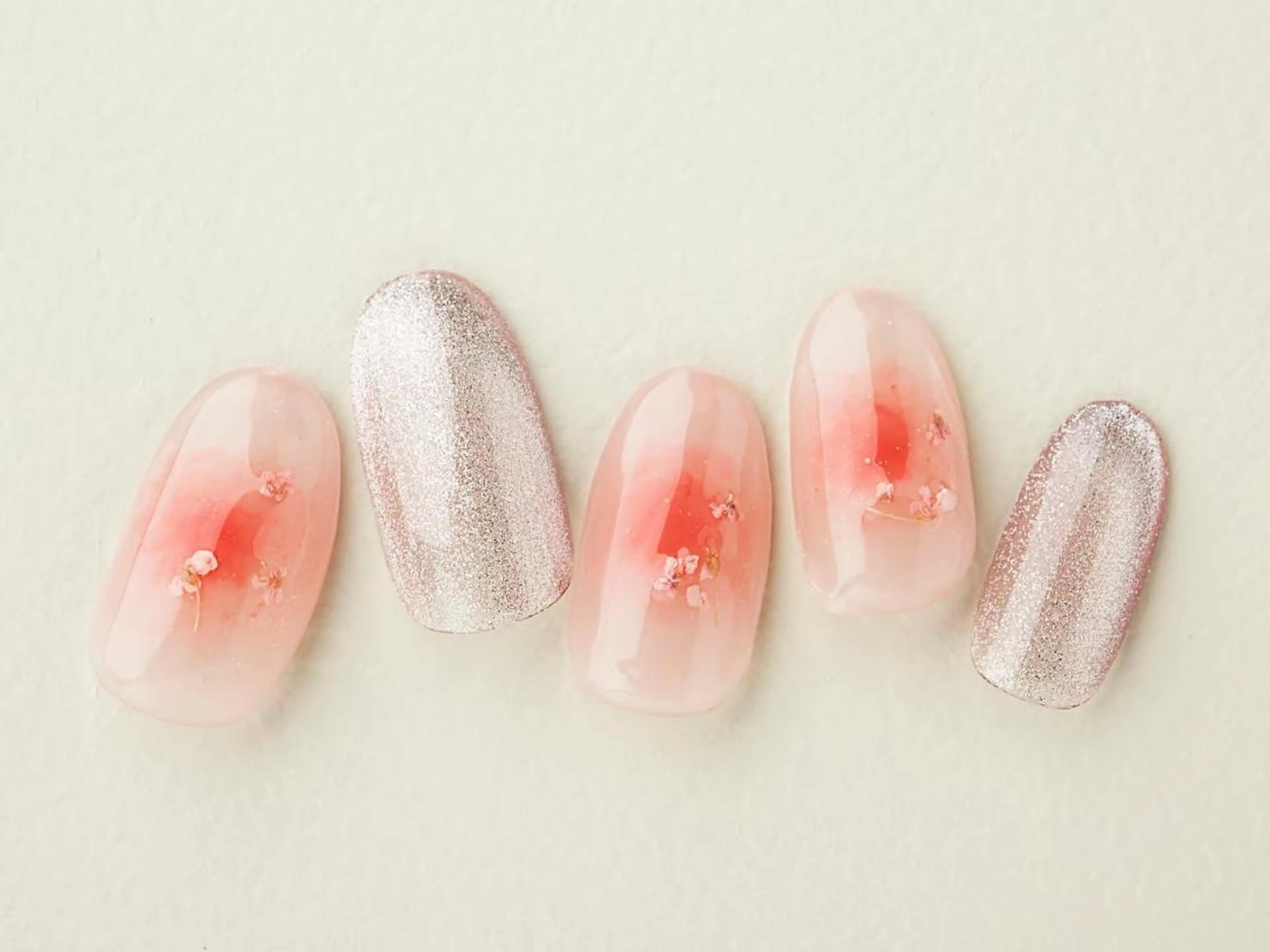 ネイル 桜ネイル 長さ出し フラッシュネイル フットネイル フレンチネイル ハンドネイル 💗🪽Tiary Nail🪽💗のネイルデザイン