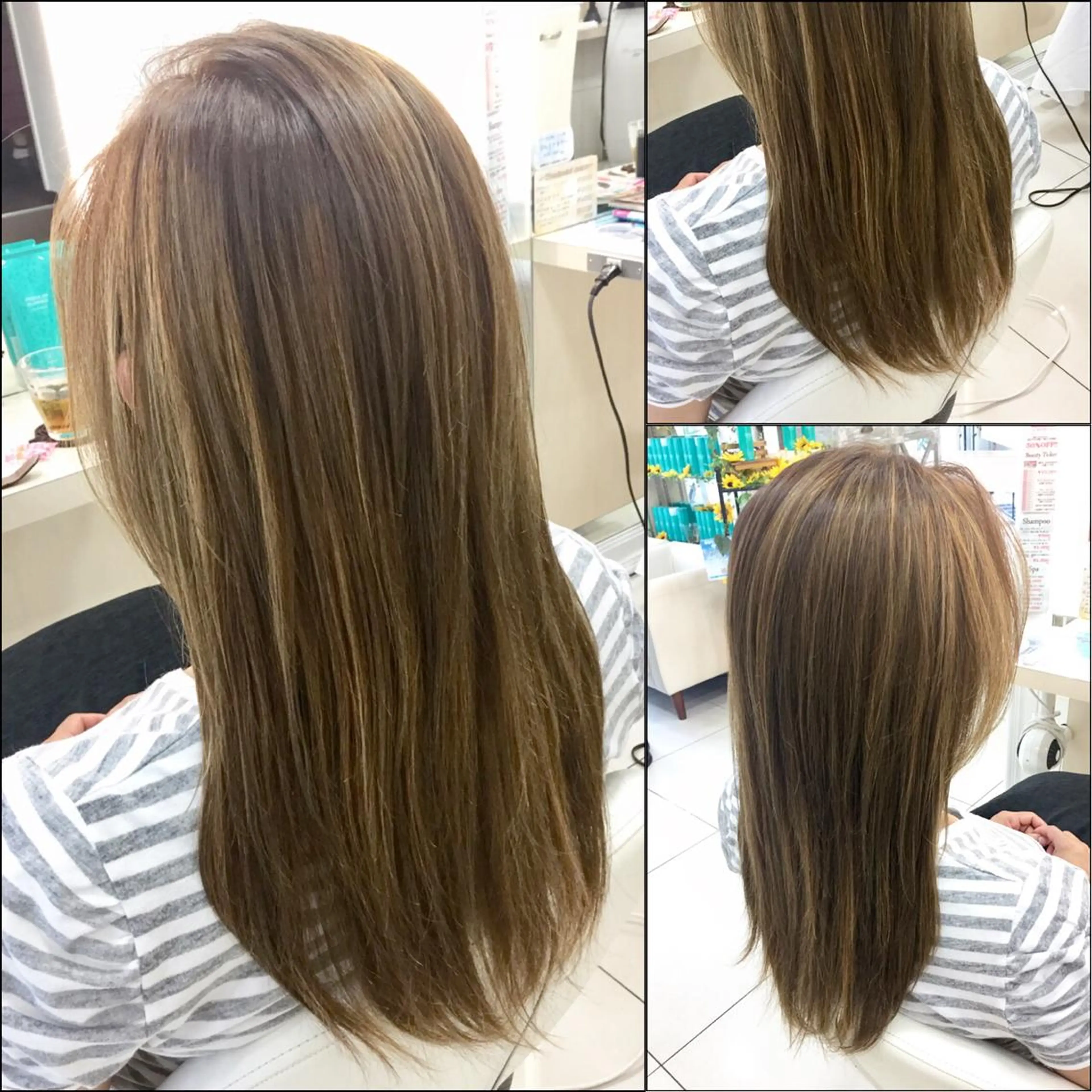 ロング カラー アッシュ バレイヤージュ 黒髪 ブリーチ グラデーションカラー Ash 山田 勇太のヘアスタイル