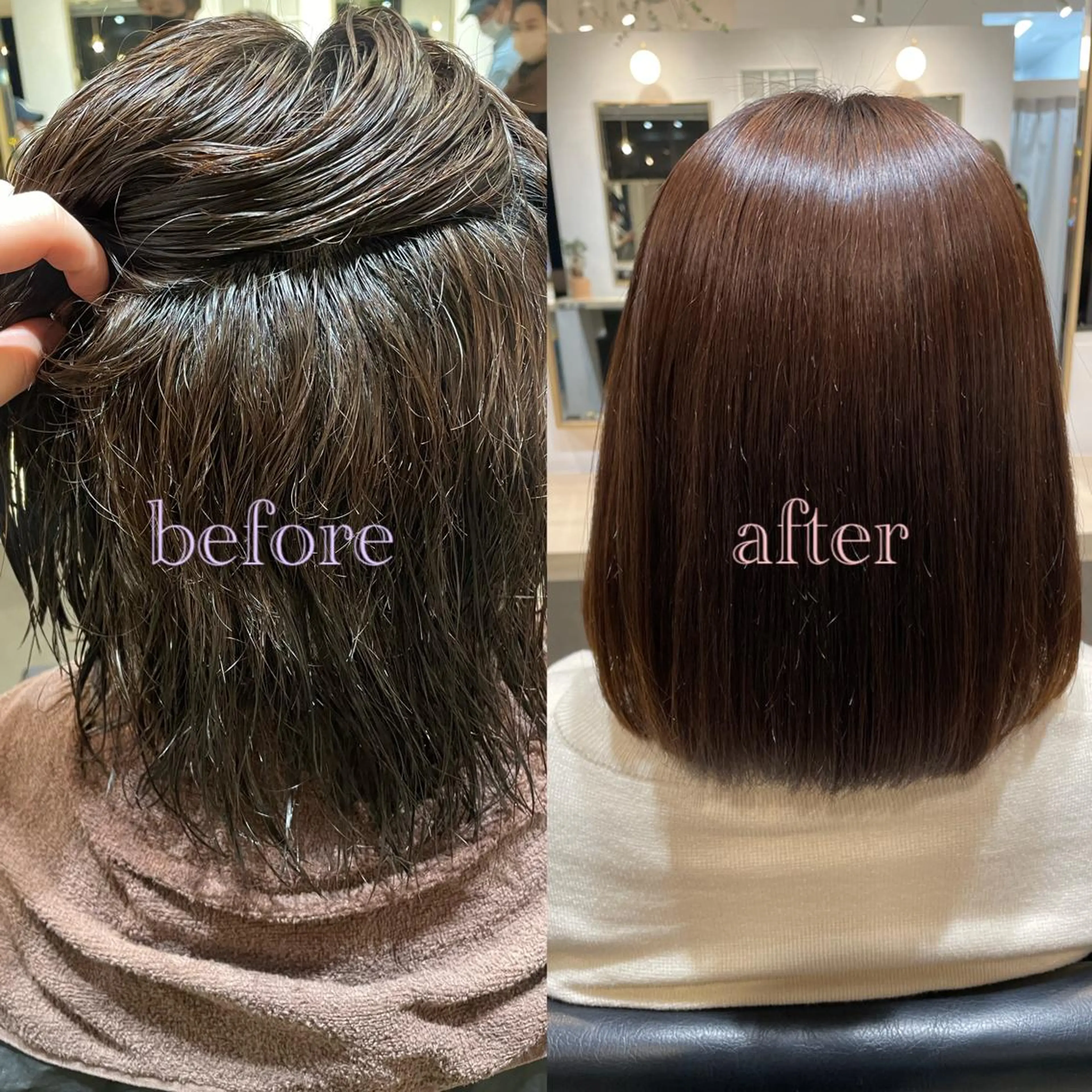 ミディアム パーマ ミディアムパーマ 縮毛矯正 ストレートパーマ soto.所属・ショートカット♡ 石川優奈のヘアスタイル