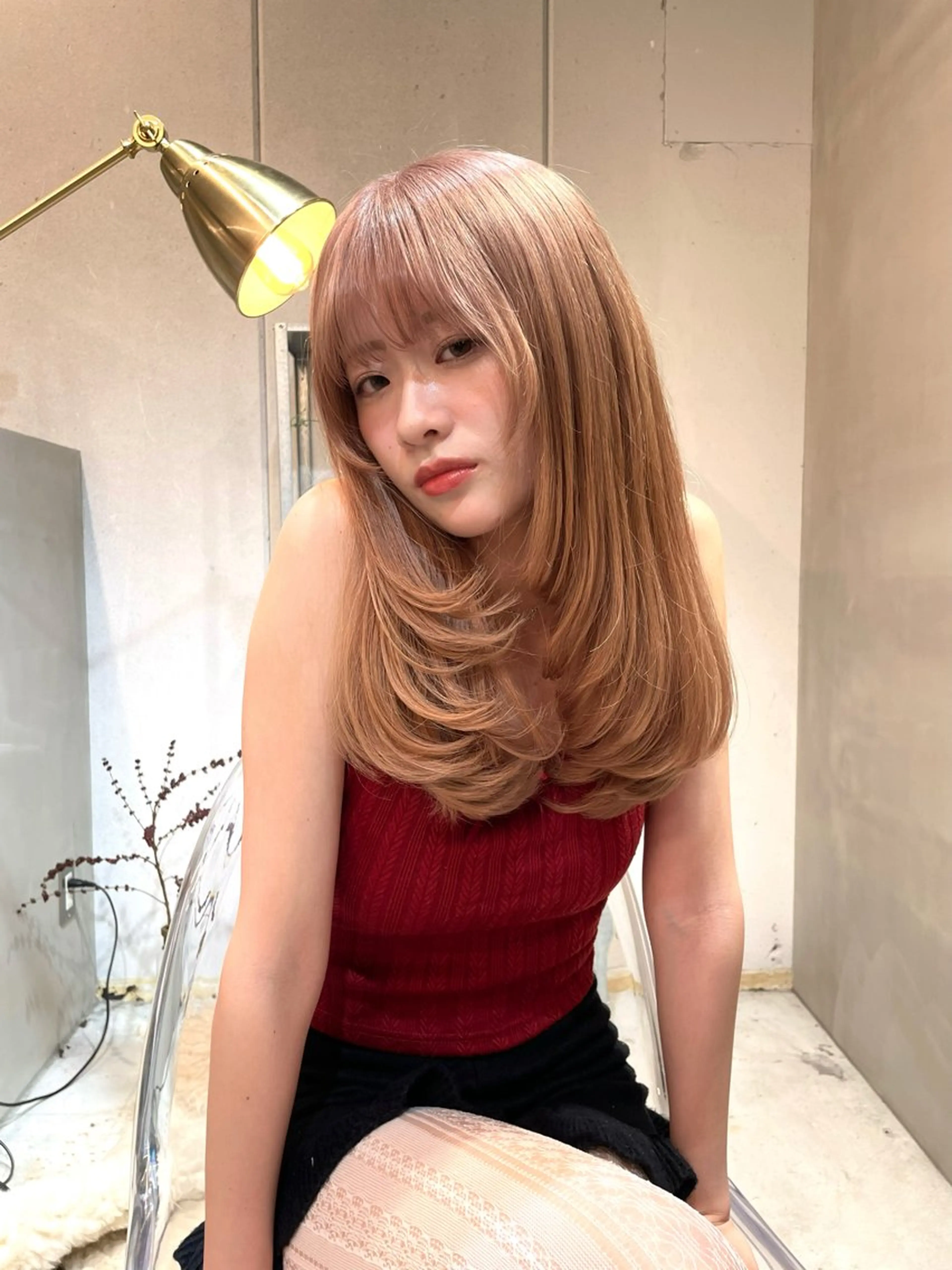 ロング カラー カット ヘアカラー トリートメント Fev YUZUのヘアスタイル