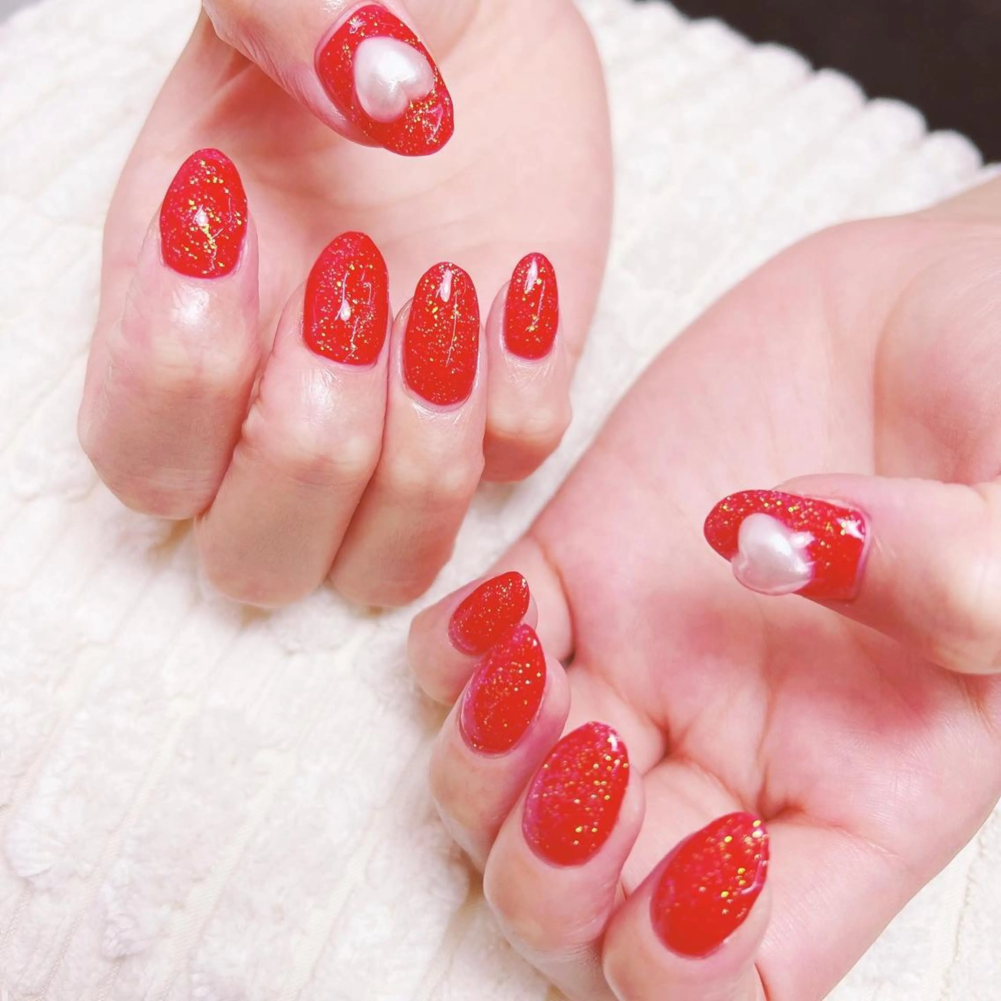 ネイル ハート 赤色 Minion所属・北浦和minion YUKIのマツエク・マツパデザイン