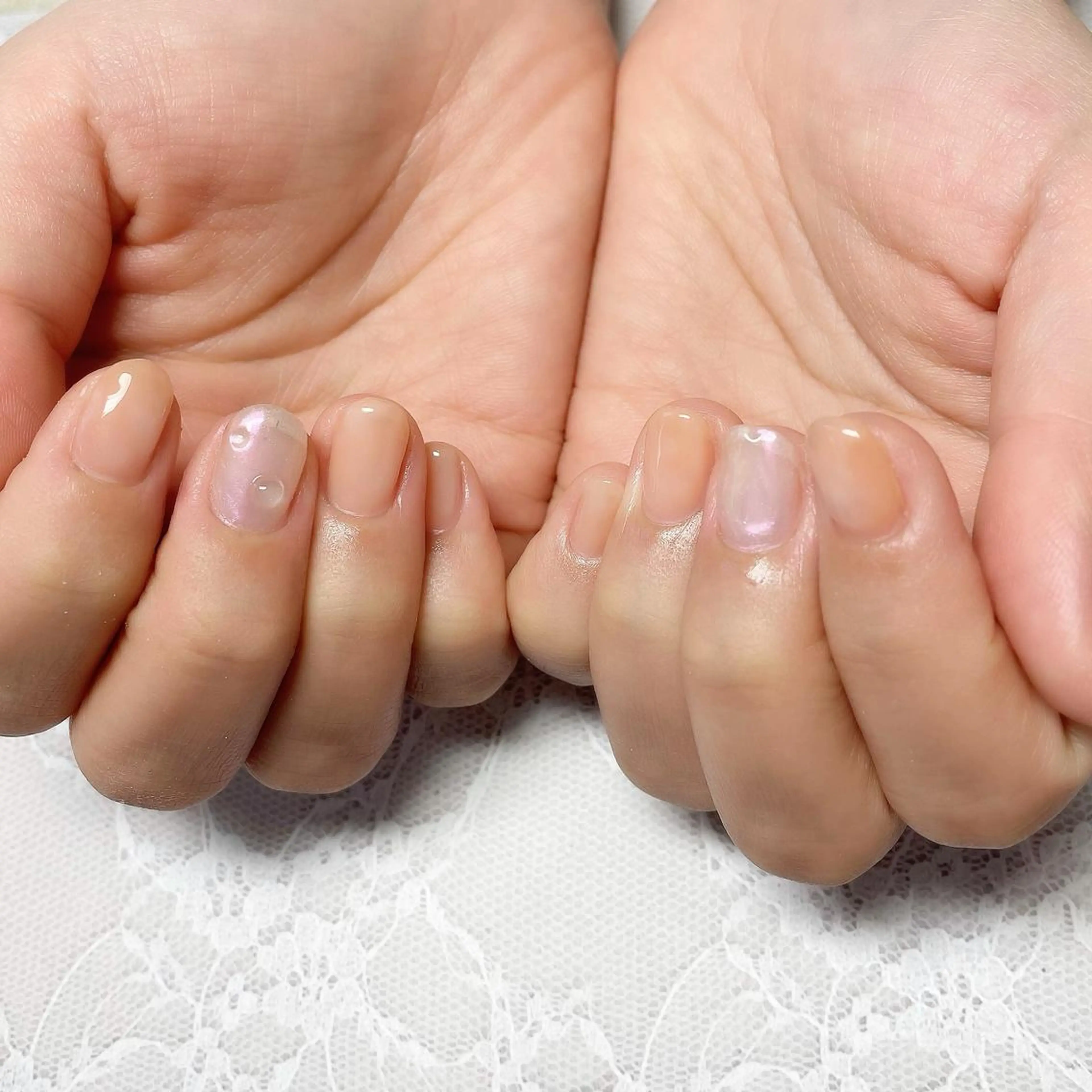 ネイル アートネイル オーロラネイル クリアネイル ニュアンスネイル オレンジ かんの りなのネイルデザイン