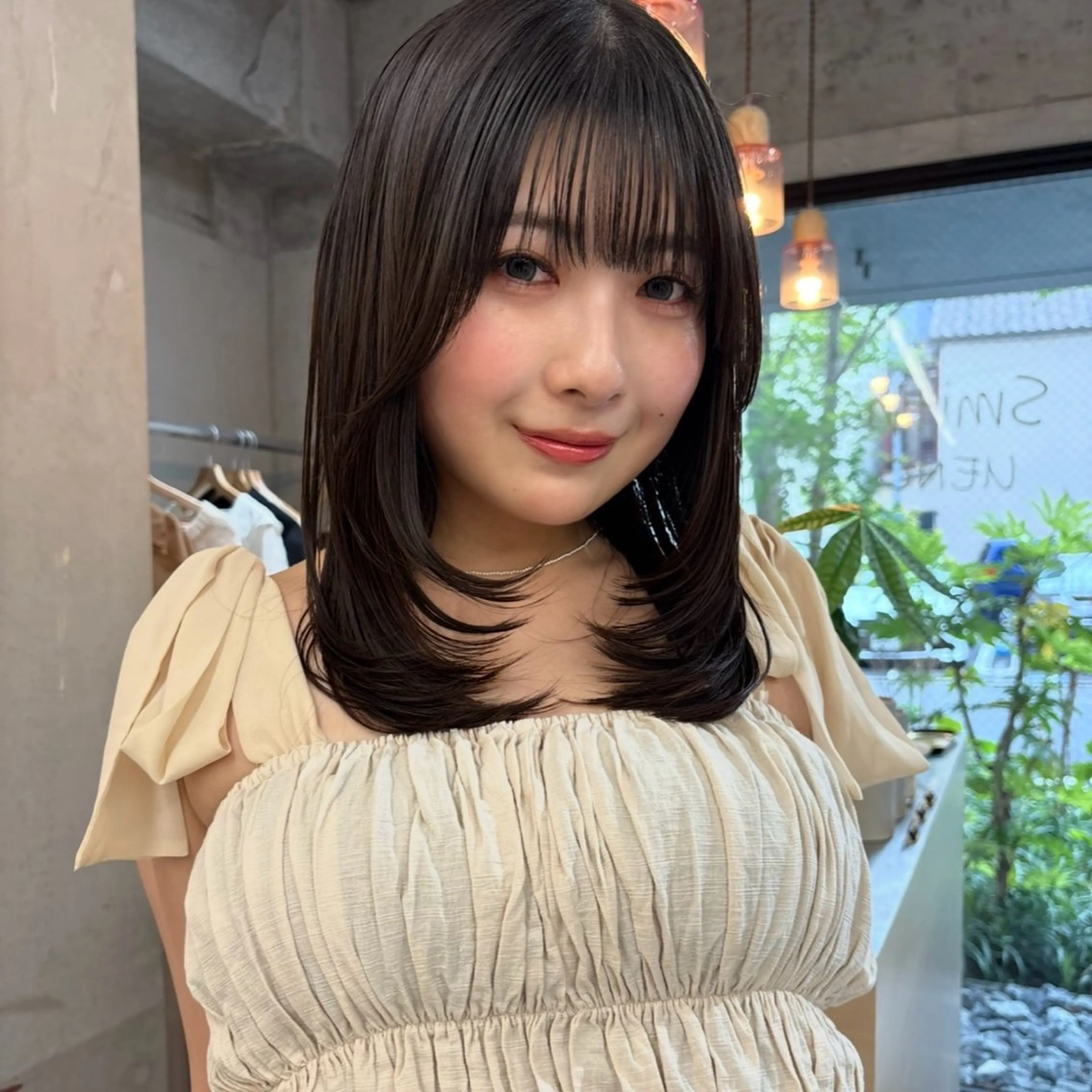 セミロング カラー 顔まわりレイヤー レイヤーカット カット ヘアカラー 韓国レイヤー/暖色 カラー/KOTONEのヘアスタイル