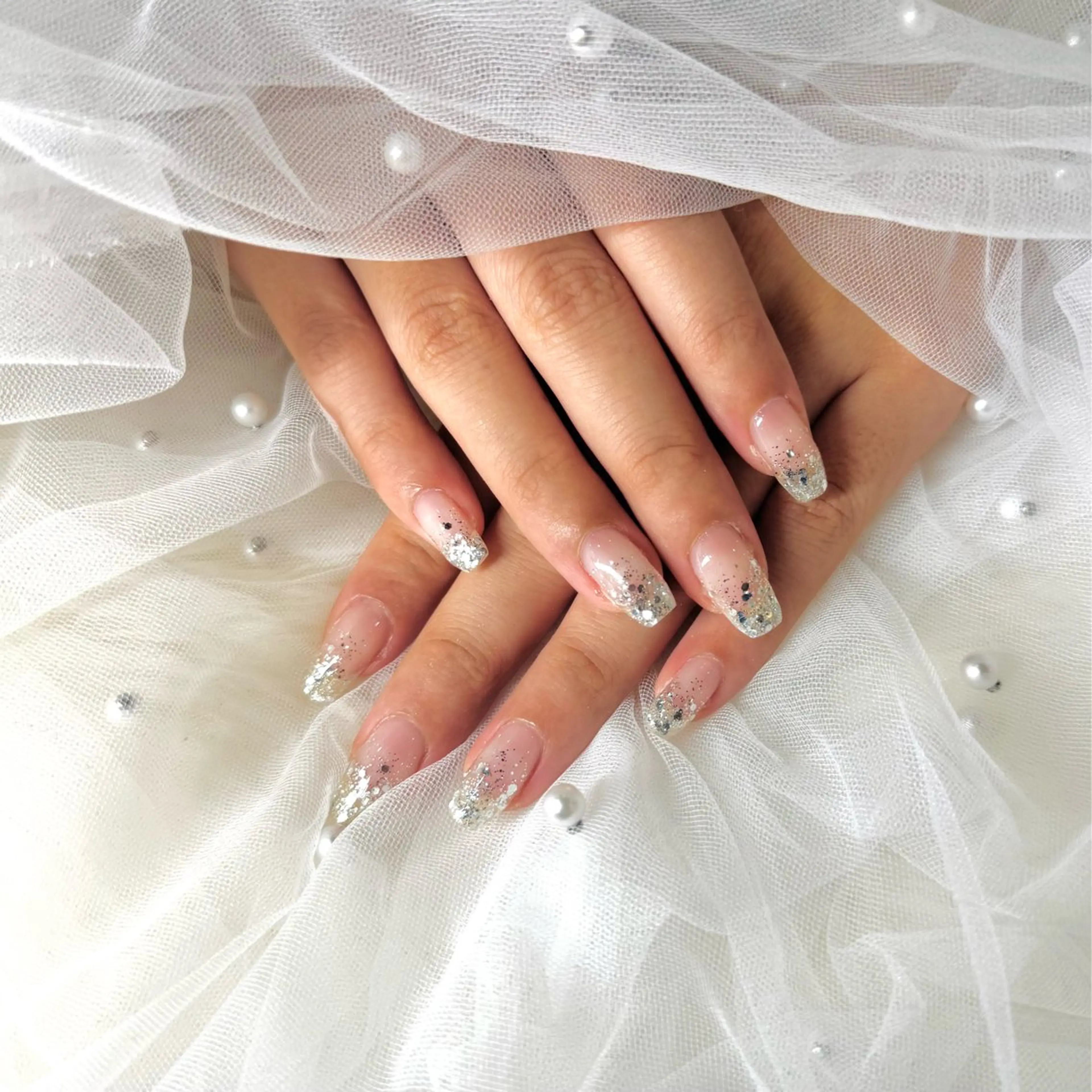 【練習モデル】〈オフあり〉チップ長さだし10本︎💕︎ラメグラデーション✨️  11/30までの写真